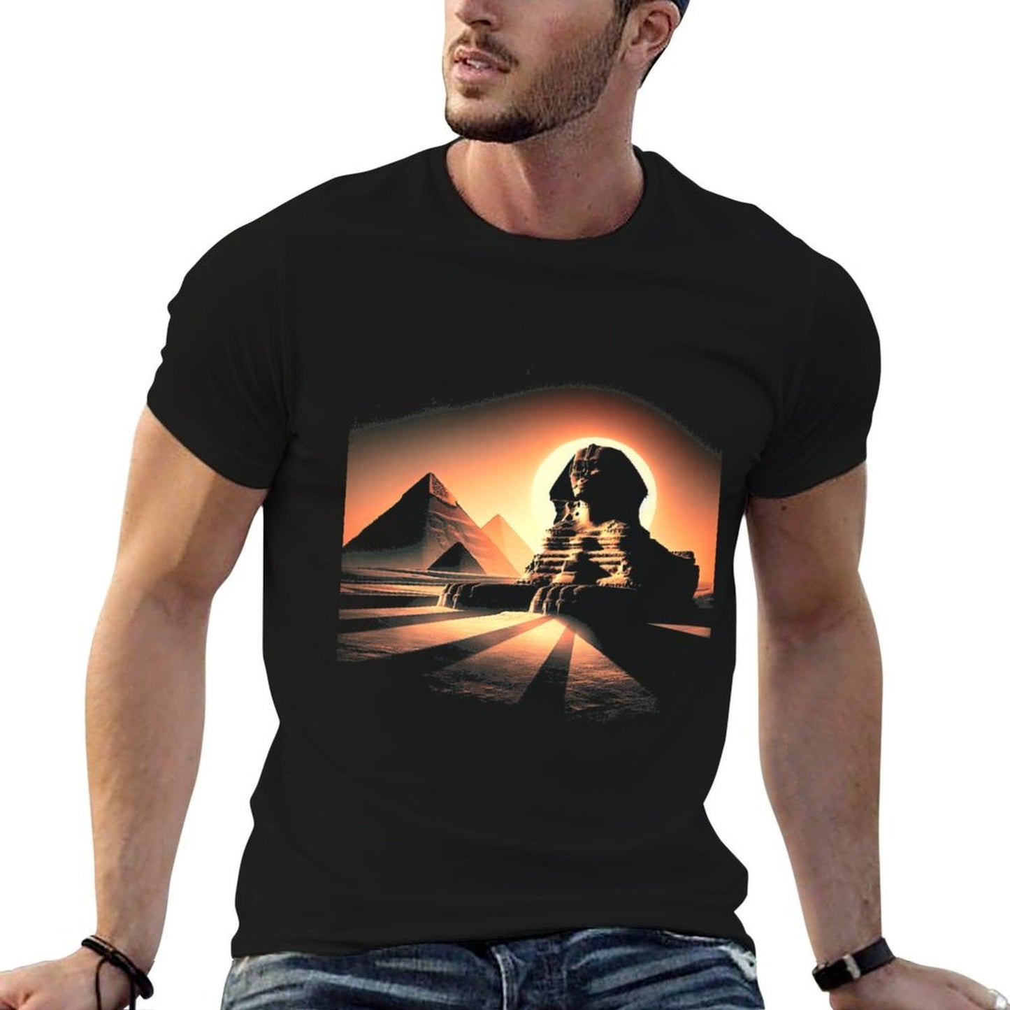 Sphinx at Sunset - Pyramids View Premium  Heathered Texture T-Shirt