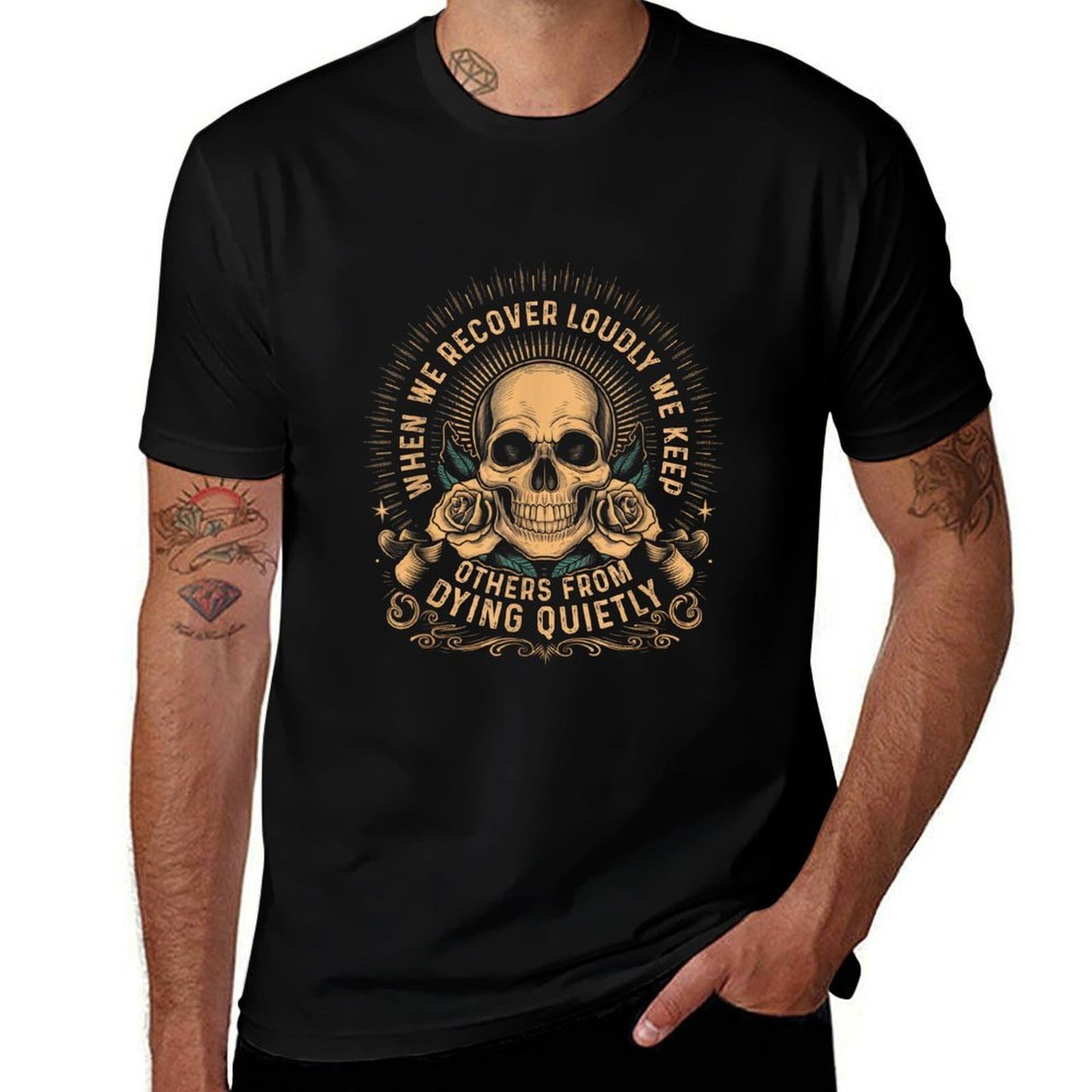Addiction Recovery Narcotics Anonymous Sobriety Dying Oversized Silhouette T-Shirt