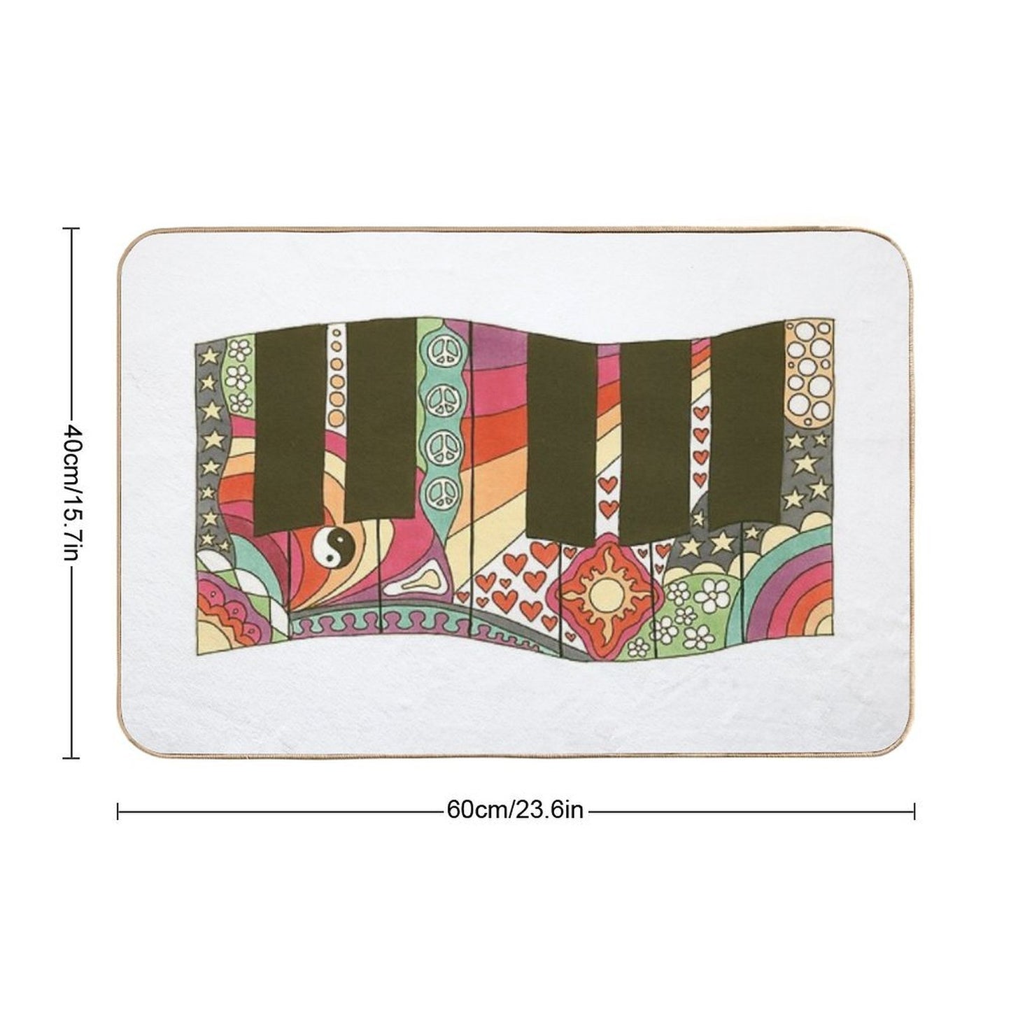 Vintage Psychedelic Keyboard  Anti-Trip Bath Mat