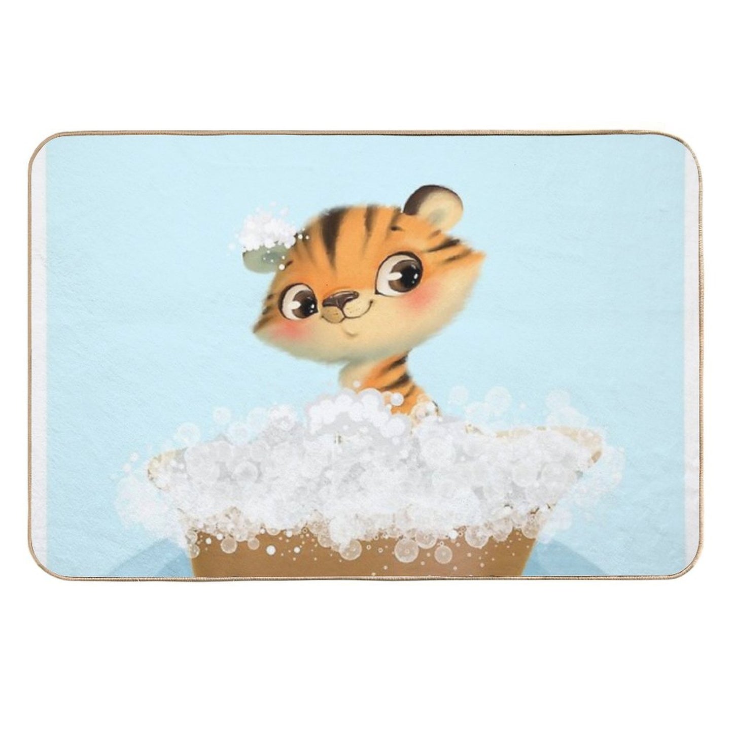 Cute Baby Tiger in A Bathtub, Boys Bathroom Print, Baby Animals in Tub, Whimsy Animal, Kids Bathroom Art Versatile Bath Mat