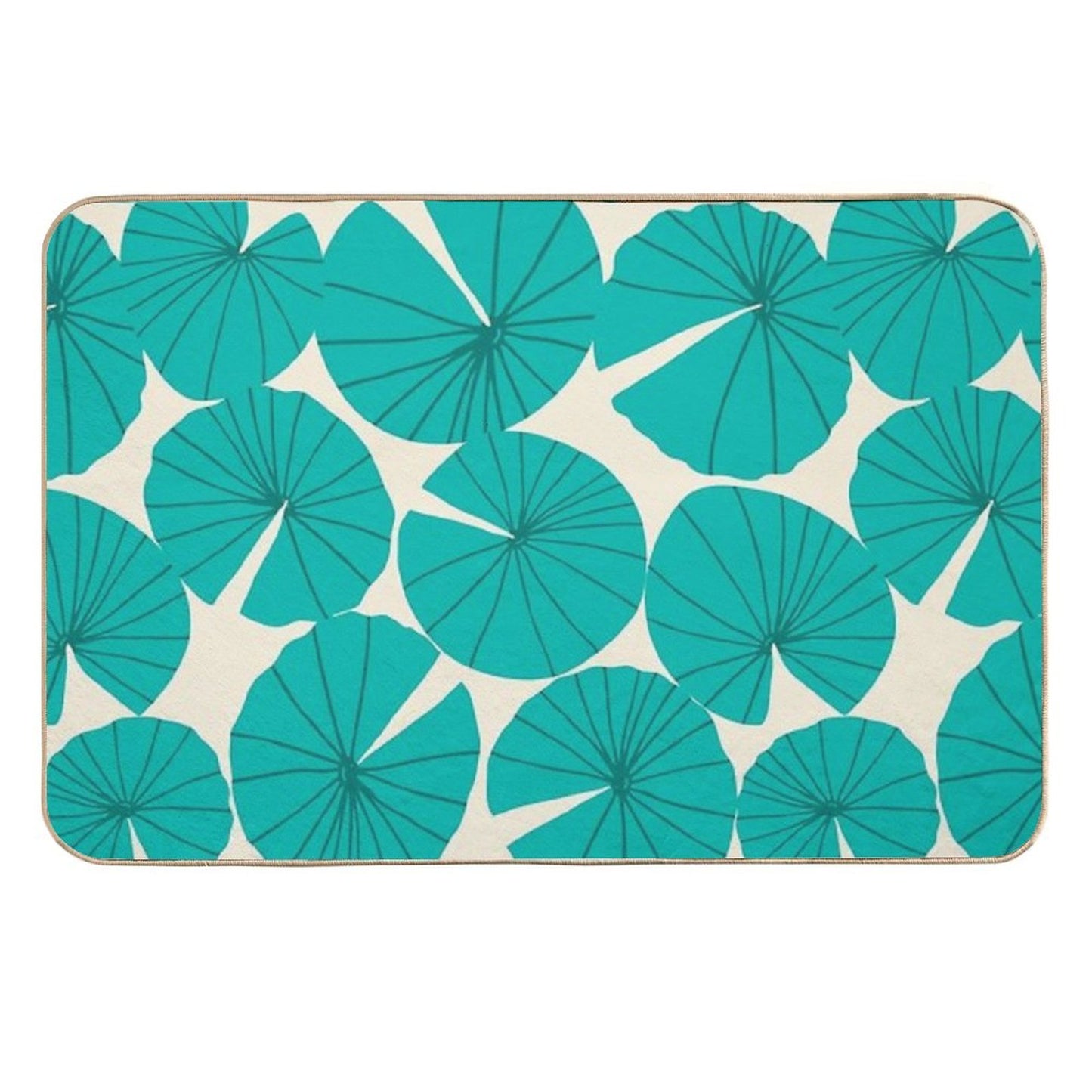 Lilypads Pond Waterlily Leaves in Teal Odorless Bath Mat