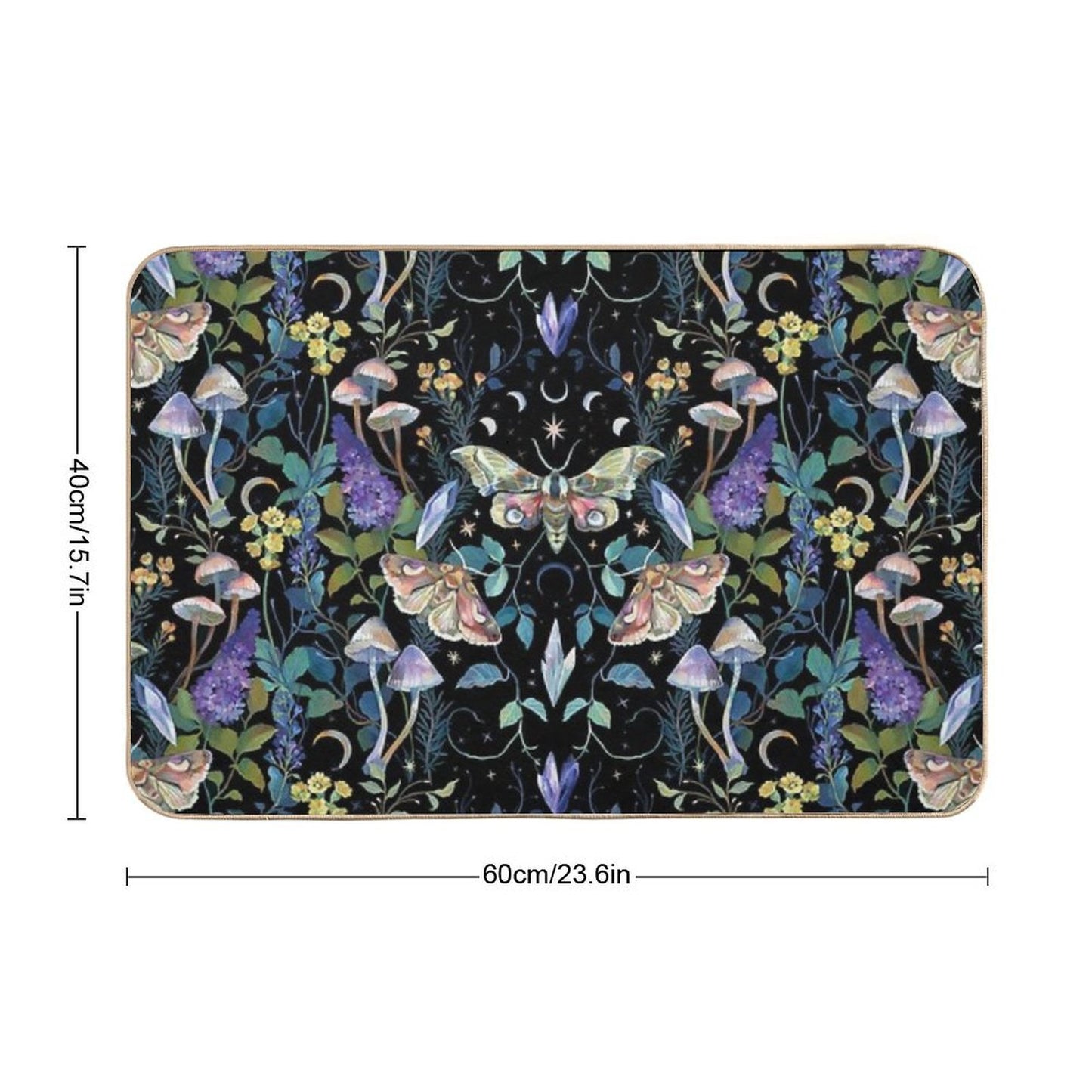 Crystal Moth Mushroom Absorbent Bath Mat