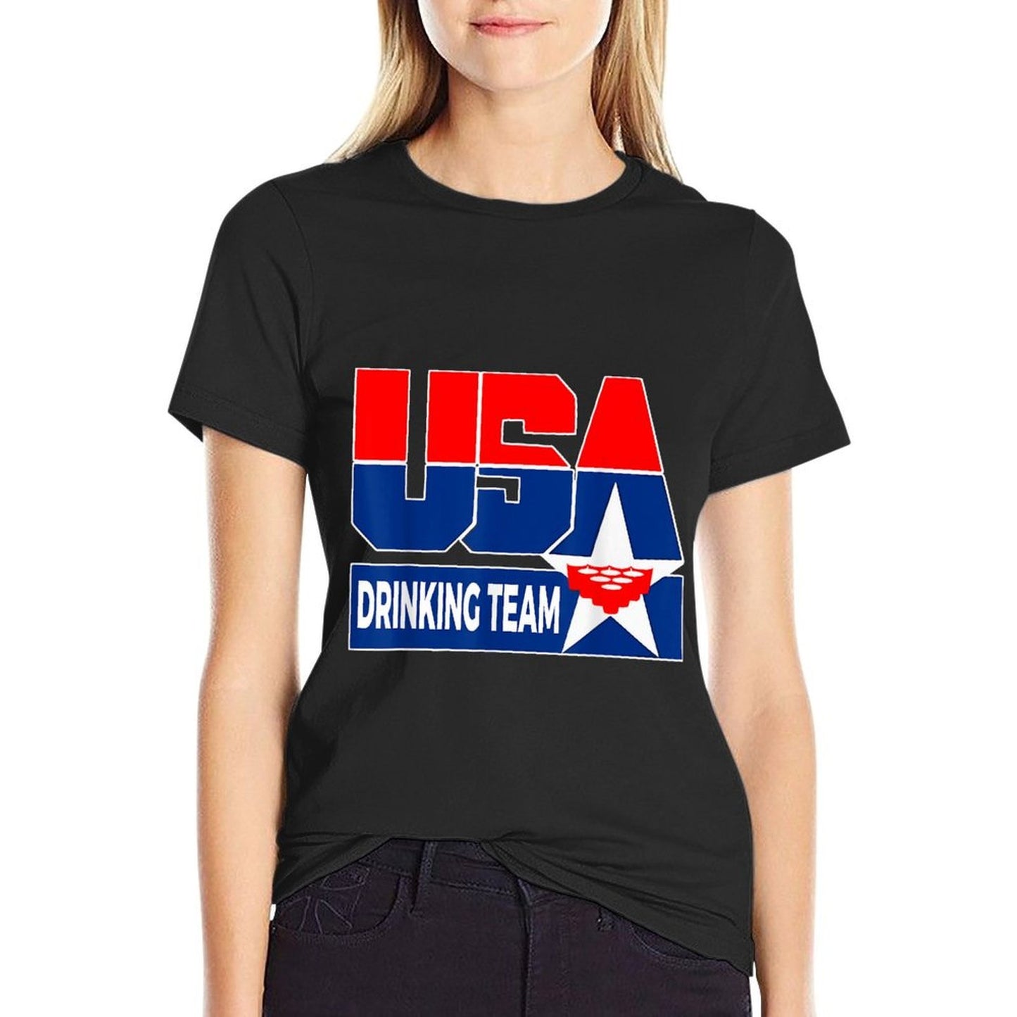 USA Drinking Team American Patriotic Beer Frat Boy Pun Quick-drying T-Shirt