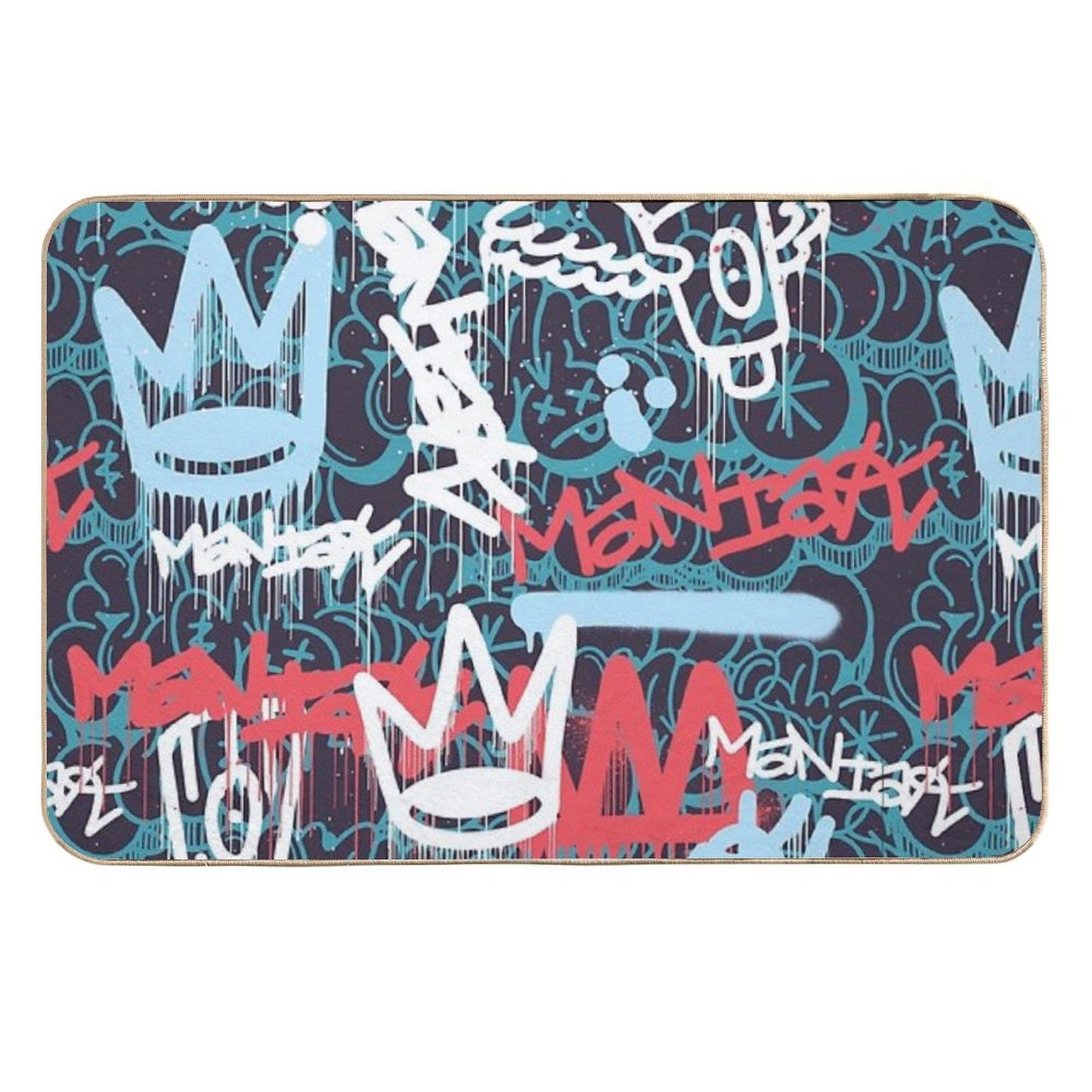 Maniak Tag & Throwie Patterned Print Odorless Bath Mat