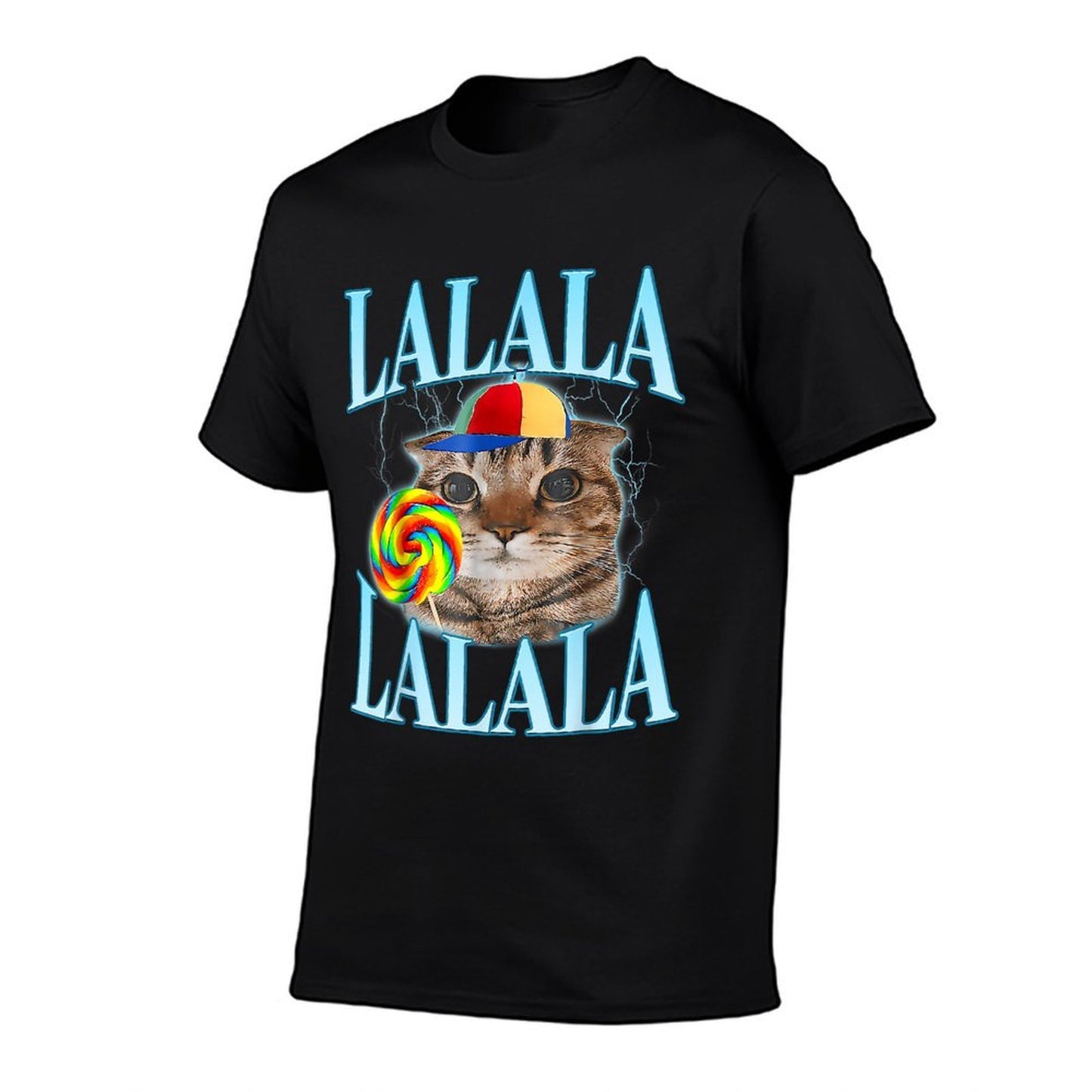 Lalalalalala Meme Silly Cat Meme With Lollipop Funny Memes Men Women Kids Versatile T-Shirt
