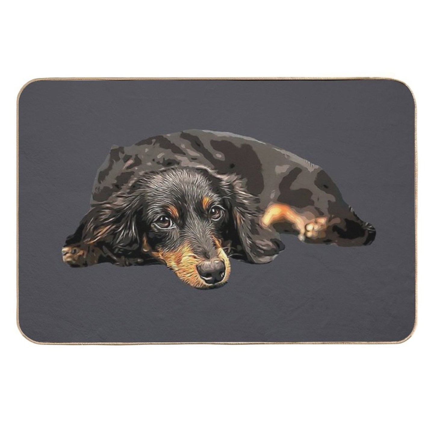 Mini Dachshund Long Haired Black And Tan Miniature Anti-Trip Bath Mat