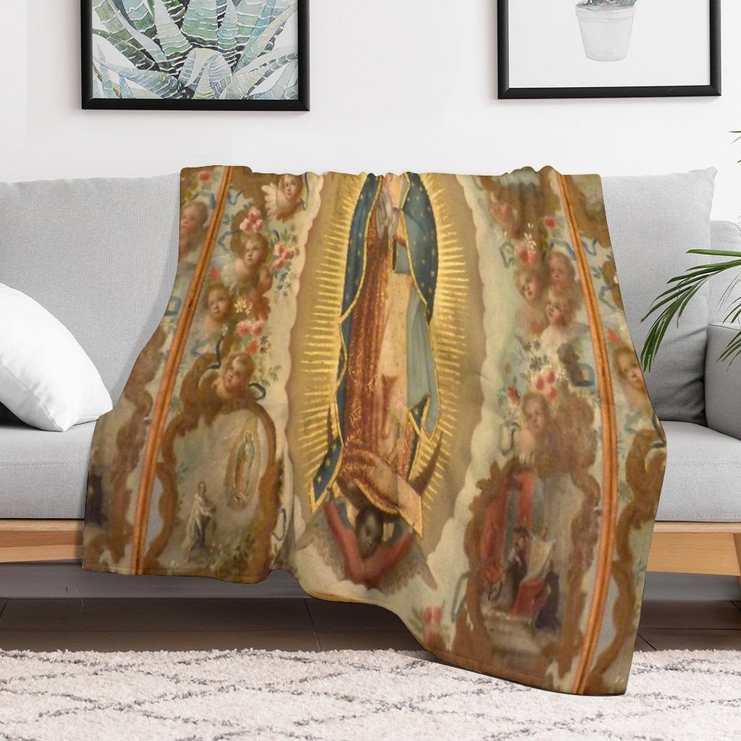 Virgin of Guadalupe with The Four Apparitions by Juan De Sáenz Quick-dry Throw Blanket