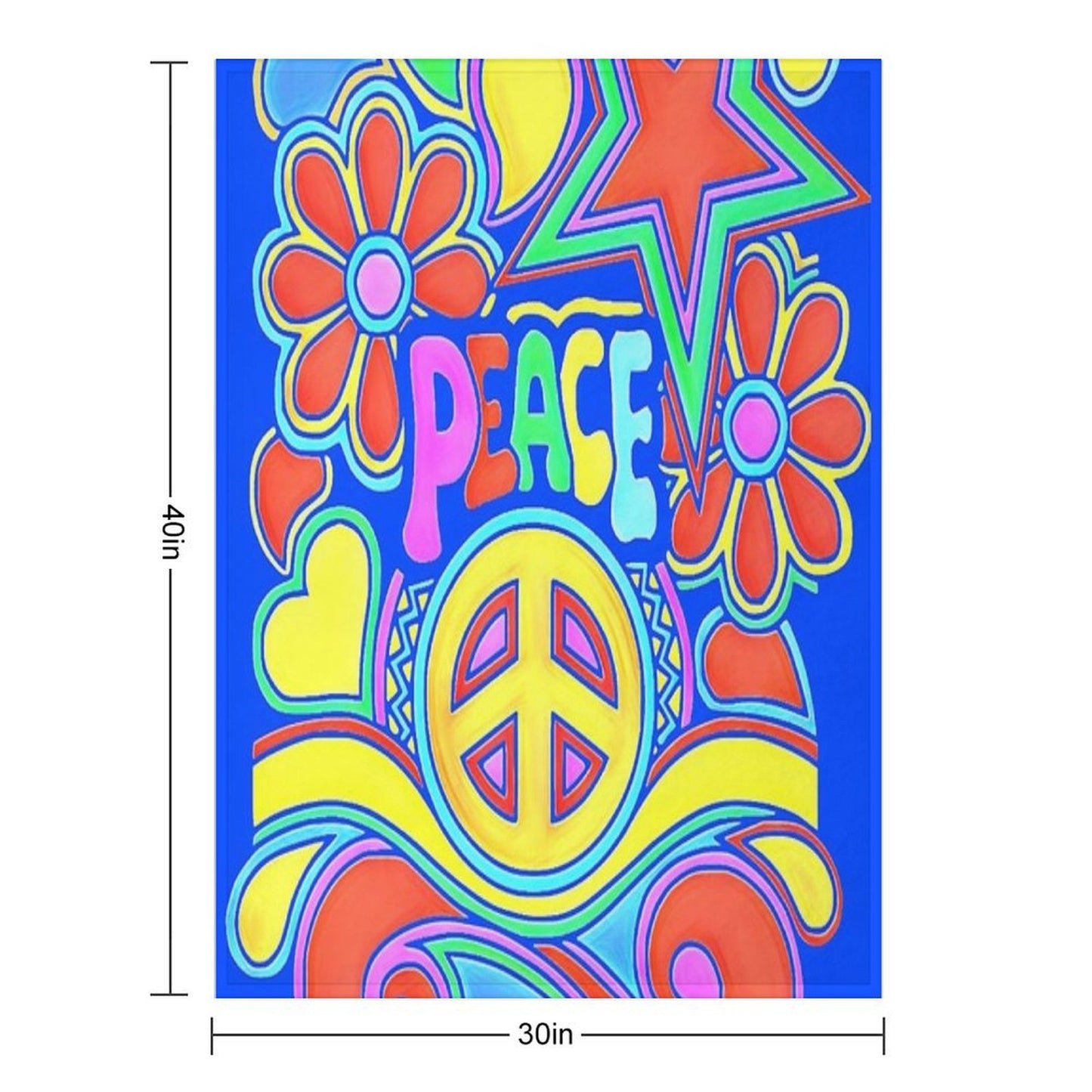 Peace And Love Flower Power Hippy Design Premium Throw Blanket