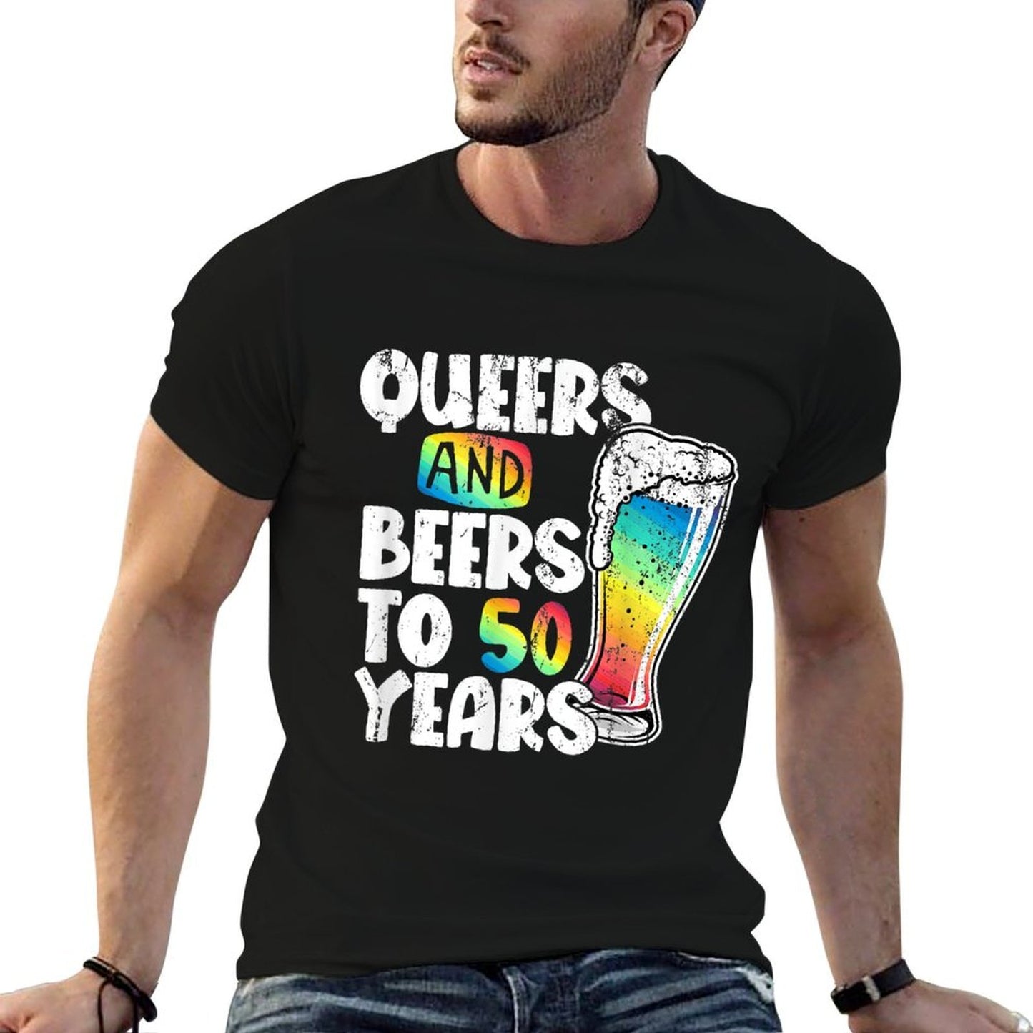 Queers And Beers to 50 Years, 50th Birthday Gay Pride LGBTQ Soft T-Shirt