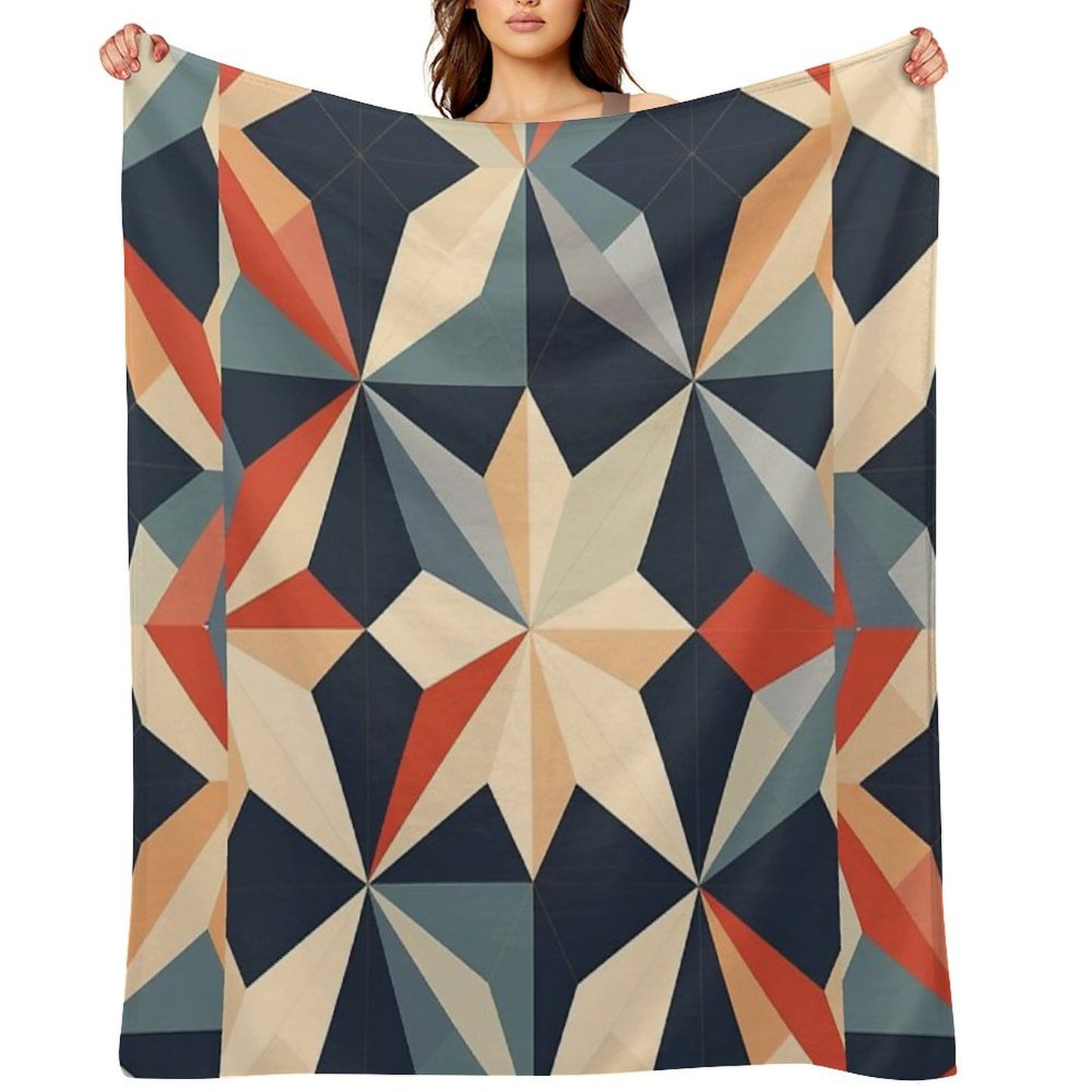 Graphic Retro Kaleidoscope Symmetrical Shapes in A Color Palette Easy Care Throw Blanket
