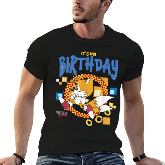 Sonic The Hedgehog Birthday It's My B-Day Tails  Slim-fit Cut T-Shirt