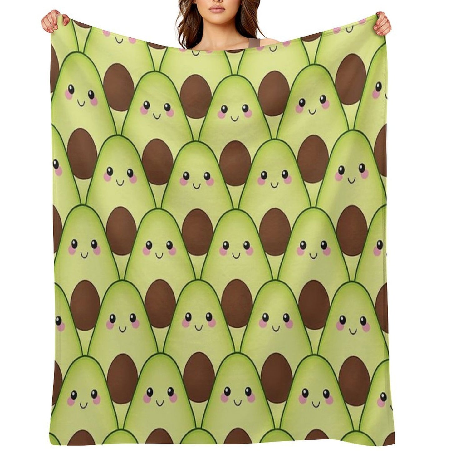 Cute Avocados Tile Plush Throw Blanket