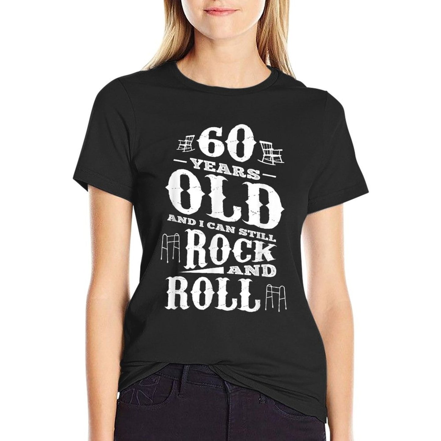 60 Years Old And I Can Still Rock And Roll 60th Birthday Oversized Silhouette T-Shirt