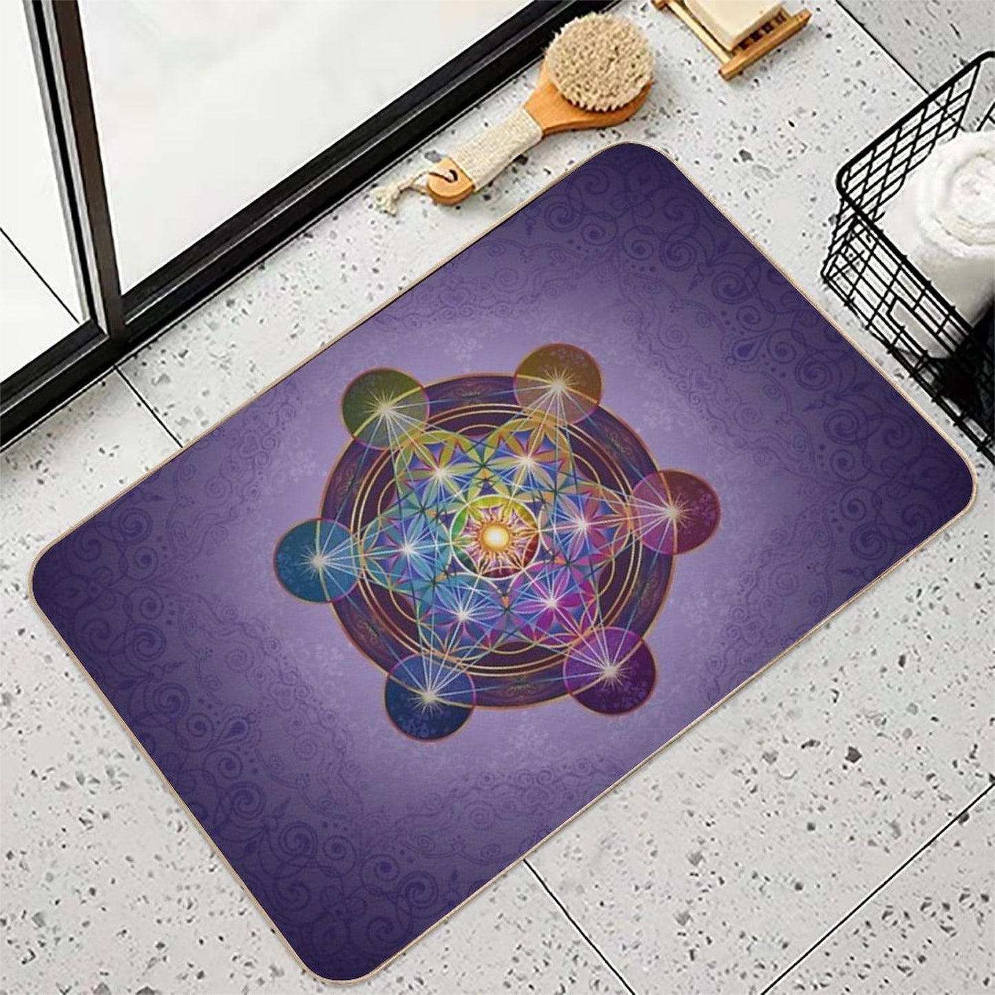 Metatron's Cube Merkabah Rapid-Drying Bath Mat