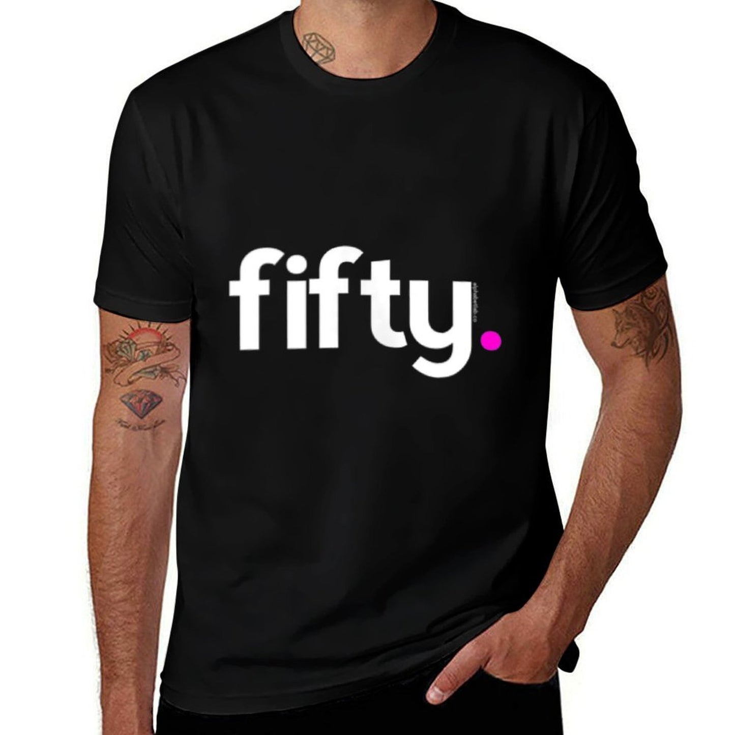 50th Birthday Gift Ideas for Her Women Fifty Design Pink Polyester Blend T-Shirt