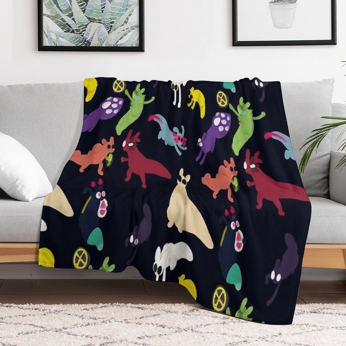 Slugcats Pattern Sustainable Throw Blanket