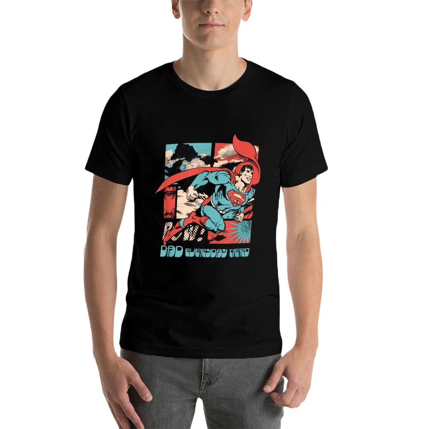 DC Comics Superman Fathers Day Everyday Hero Vintage Panels Rolled Sleeves T-Shirt