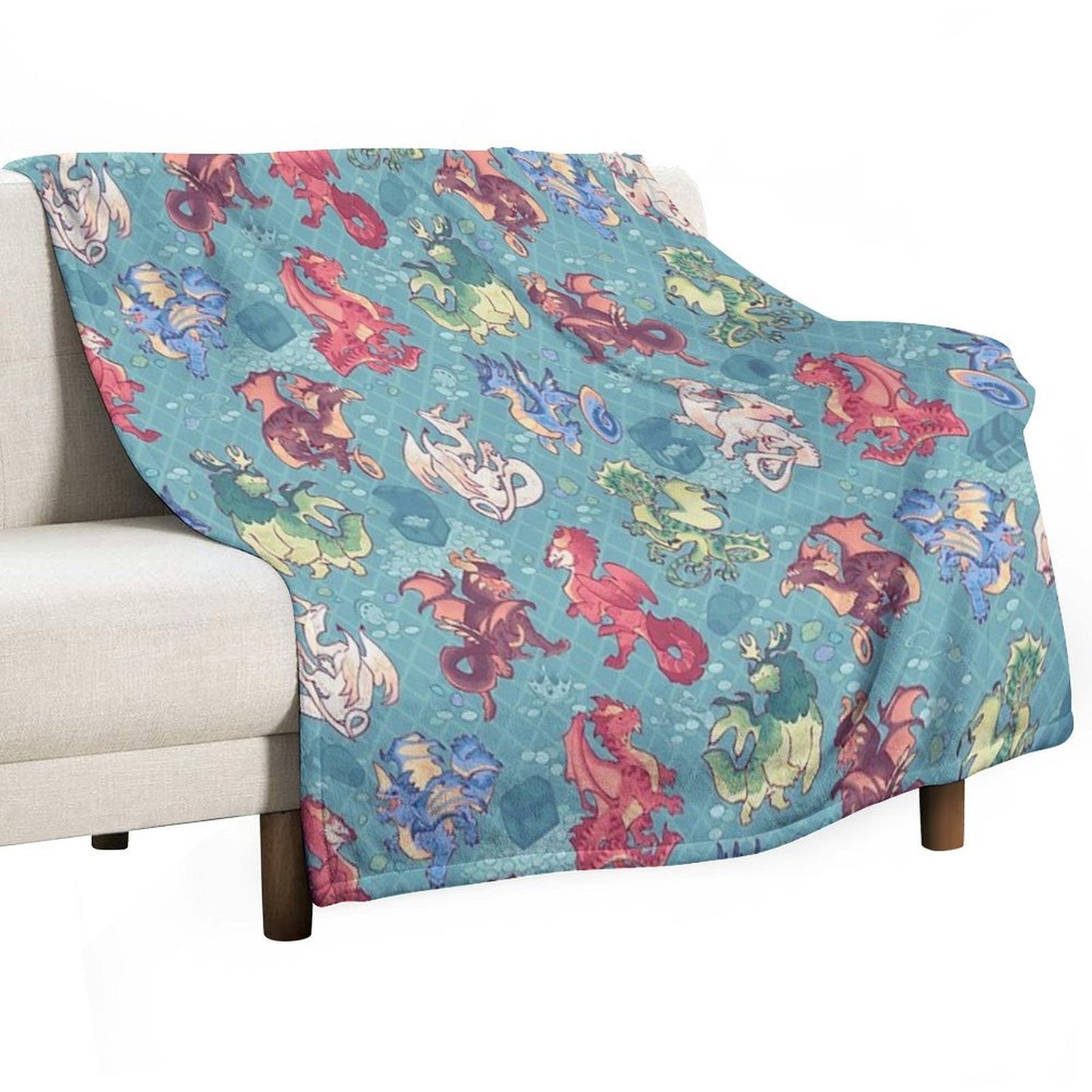 Chromatic Dragons in Teal Durable Throw Blanket