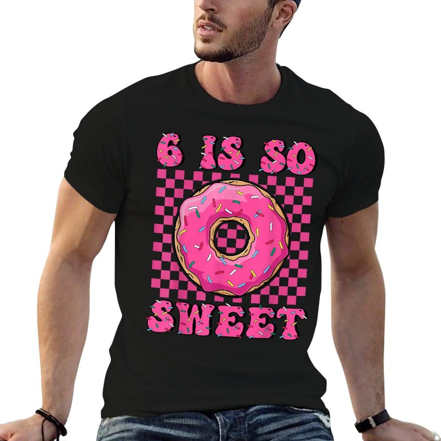 6 Is So Sweet 6th Birthday Matching Groovy Pink Donut Party Breathable T-Shirt