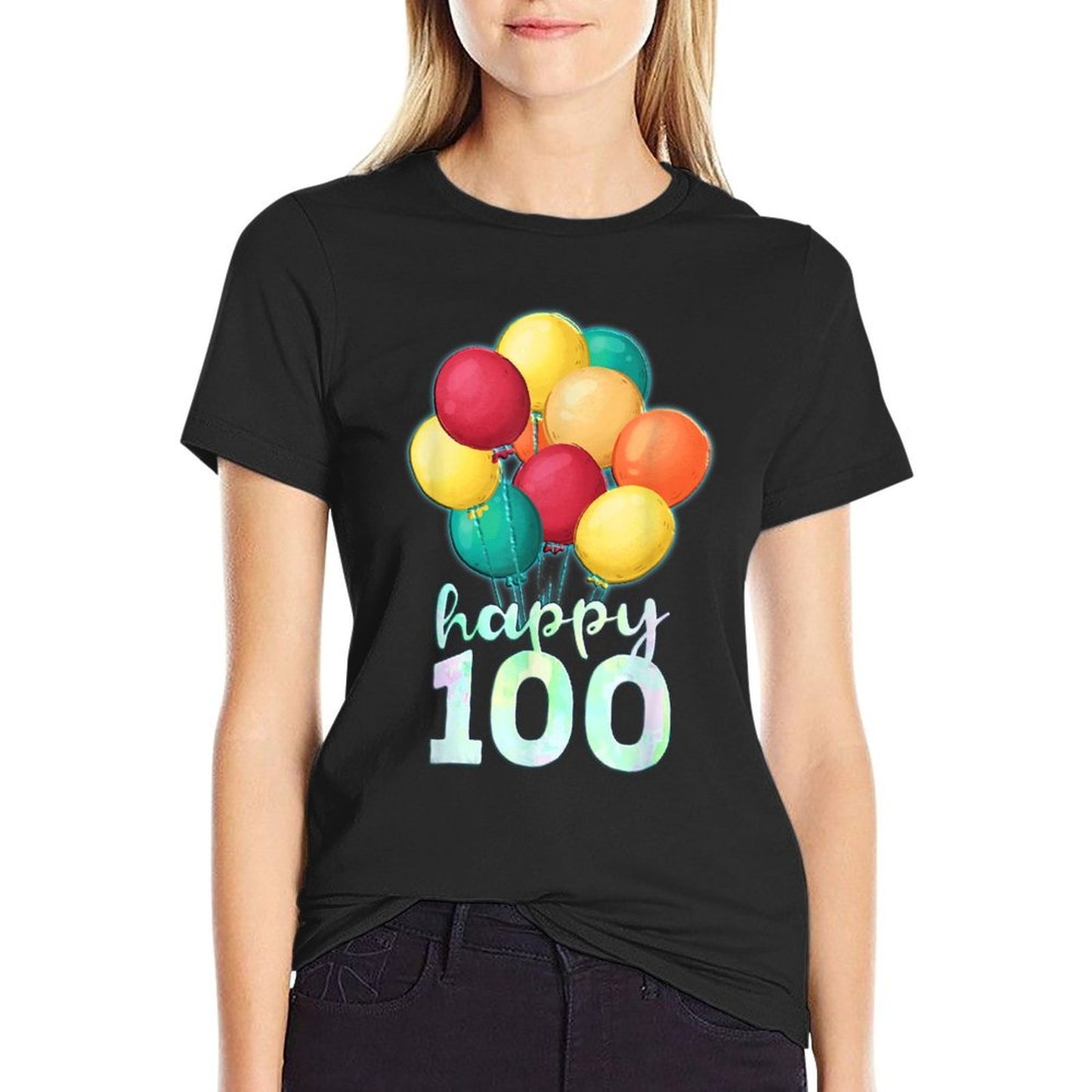 Happy 100 Year Old Colorful Balloons 100th Birthday Moisture-wicking T-Shirt