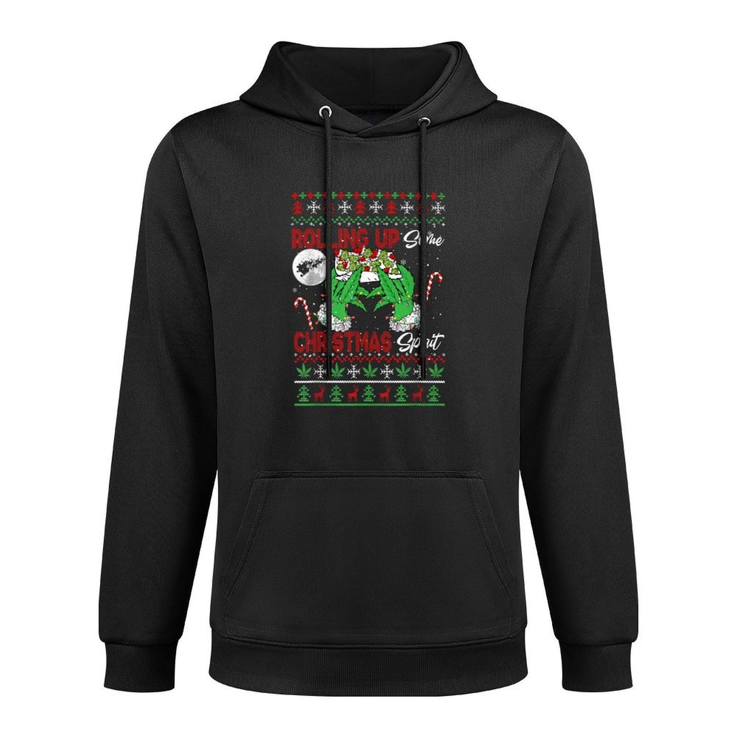 Rolling Up Some Xmas Spirit Funny Santa Smoker Sweater Breathable Fabric Hoodie