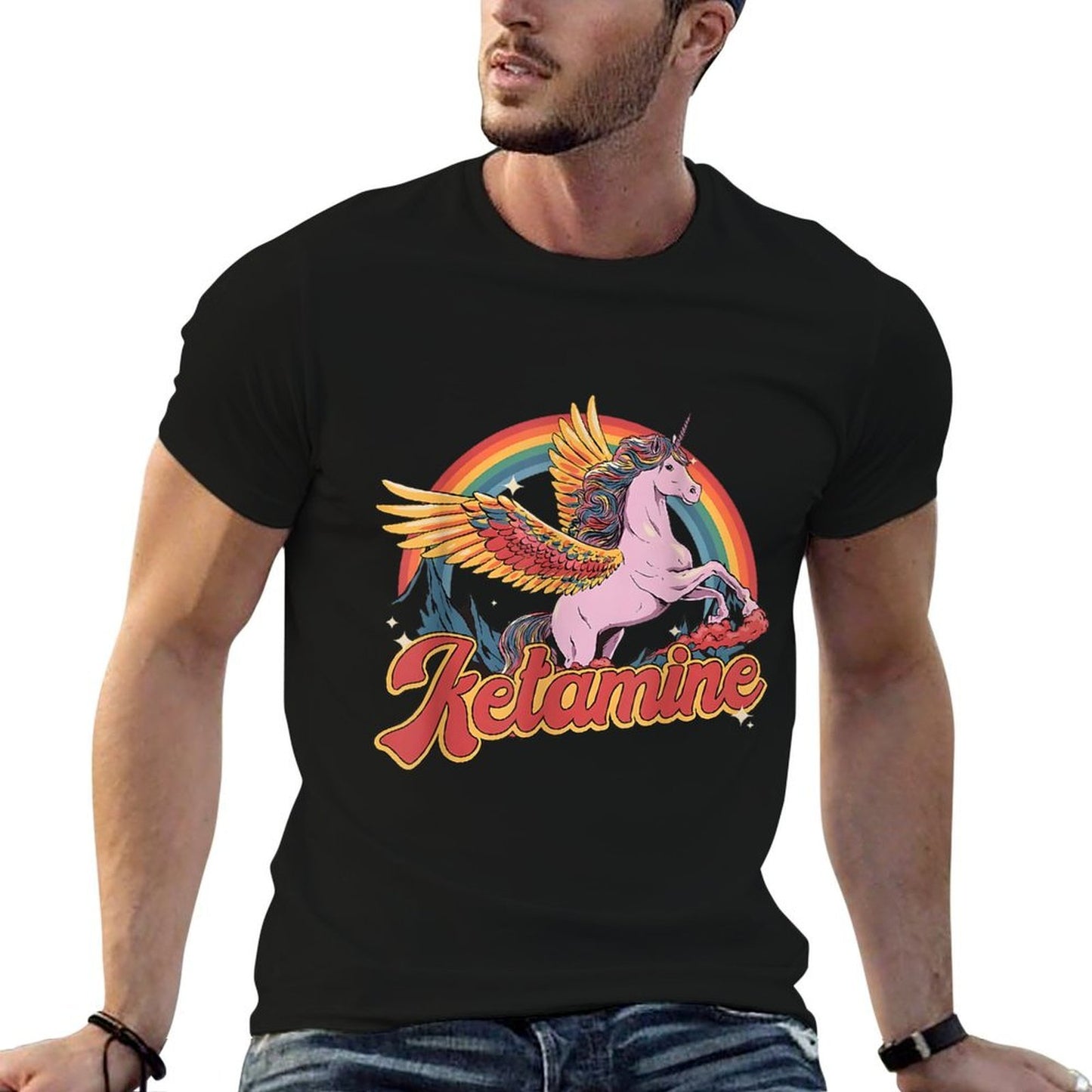 Humorous Ketamine Horse Emergency Funny Mental Health Lovers Relaxed-fit T-Shirt