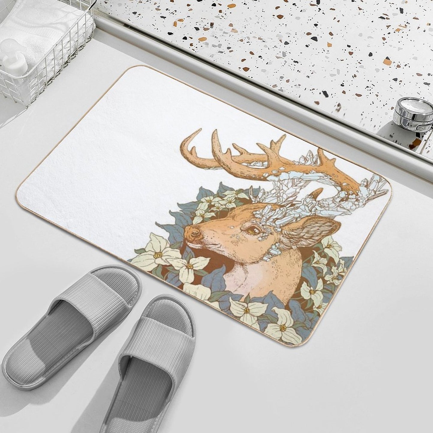 Non-typical Blue Quartz Buck Non-Slip Bath Mat