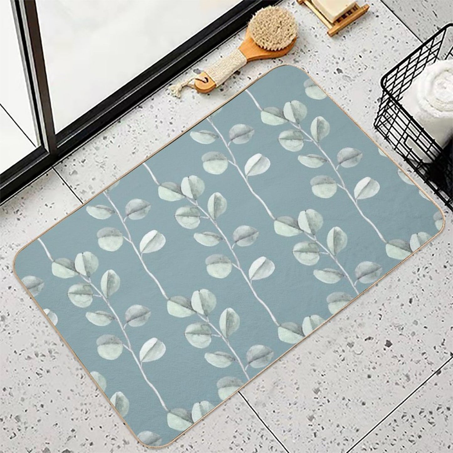 Eucalyptus Pattern Non-Slip Bath Mat