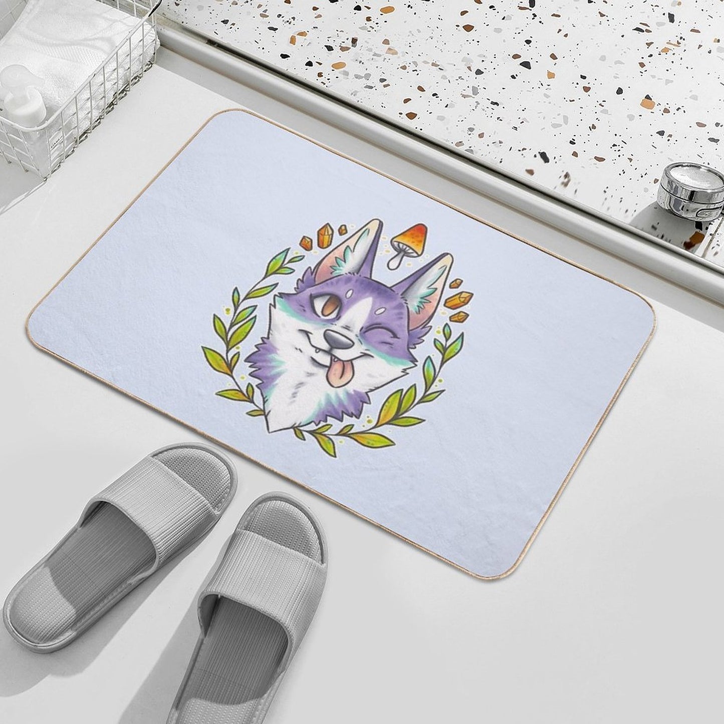 Happy Crystal Doggo High-Traffic Bath Mat