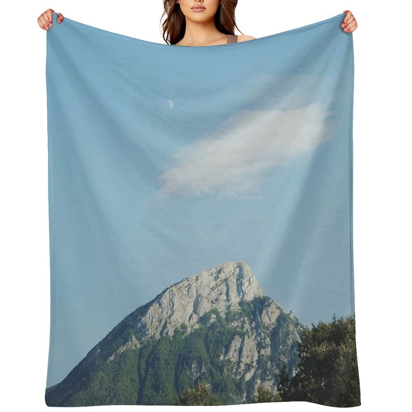Mountains in The Background VIII Machine-washable Throw Blanket