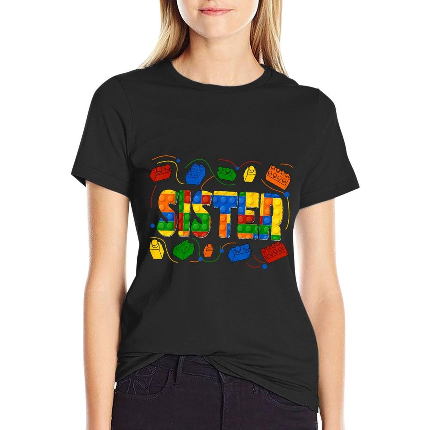 Building Bricks Blocks Sister Master Builder Family Matching  Easy-care T-Shirt