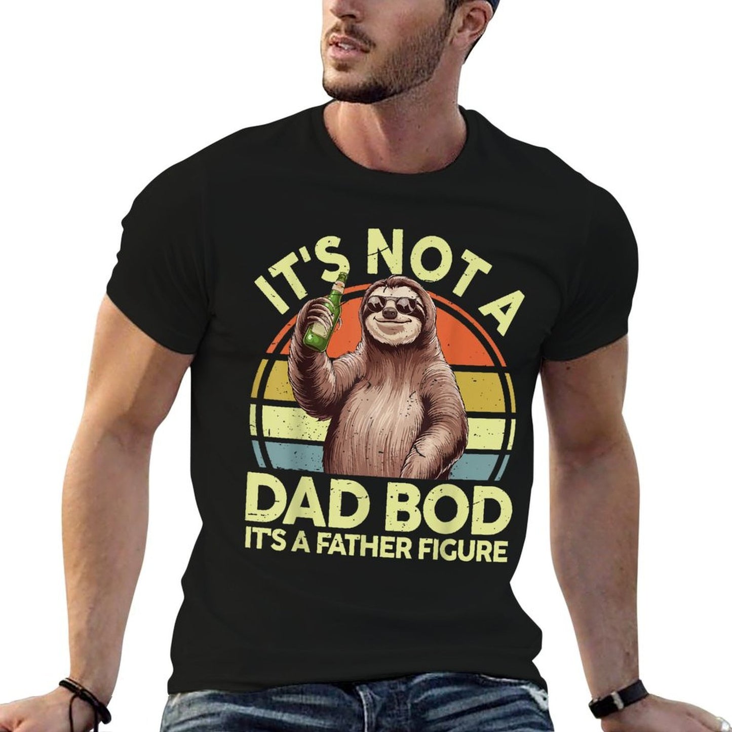 Vintage Its Not Dad Bod Father Figure Funny Sloth Daddy Papa Heathered Texture T-Shirt