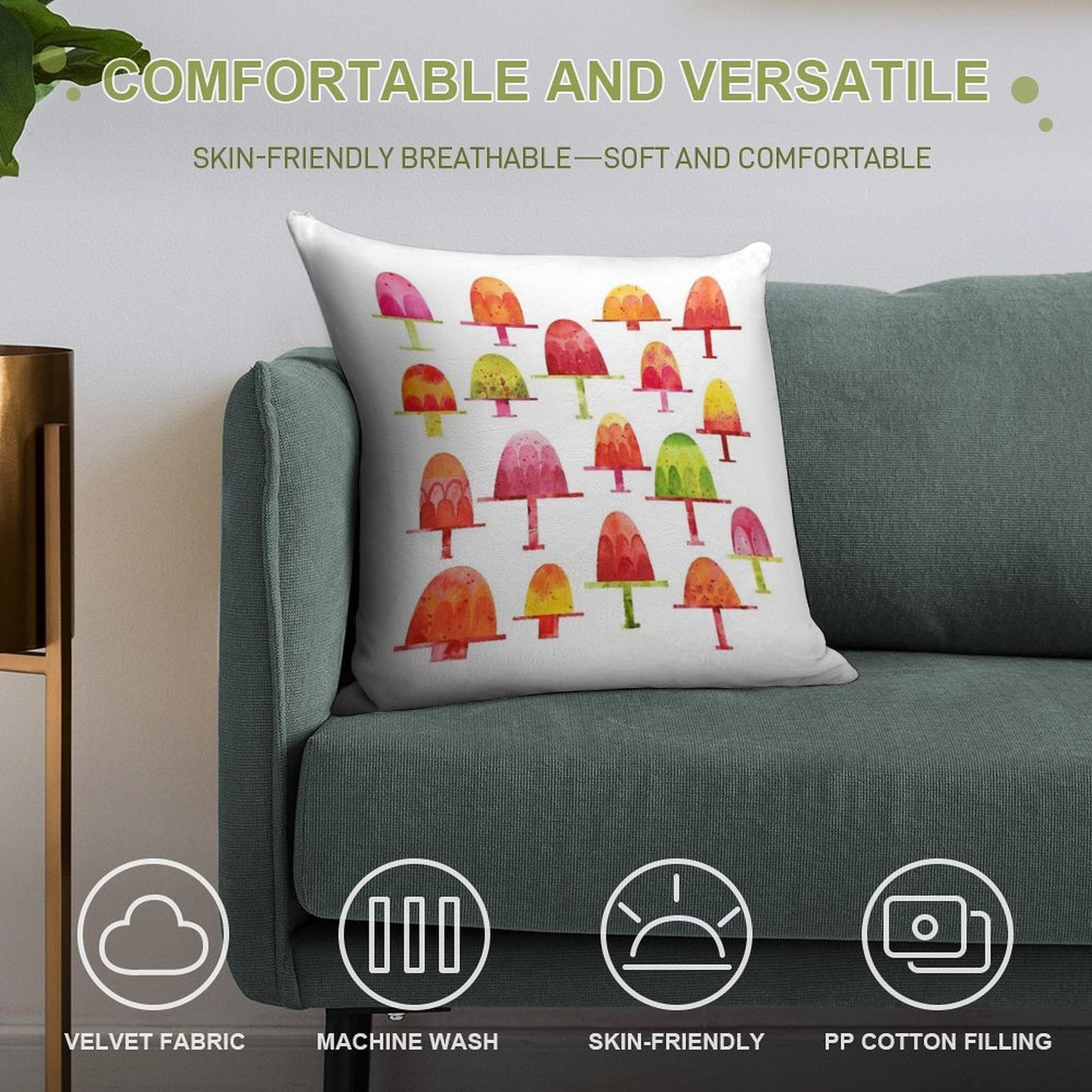 Jellies on Plates Soft Shrink-Resistant Throw Pillow