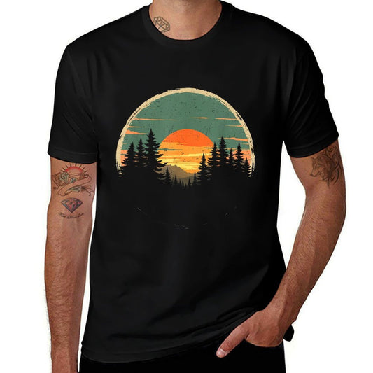 Retro Forest Trees Wildlife Nature Vintage Forest  High-quality Stitching T-Shirt
