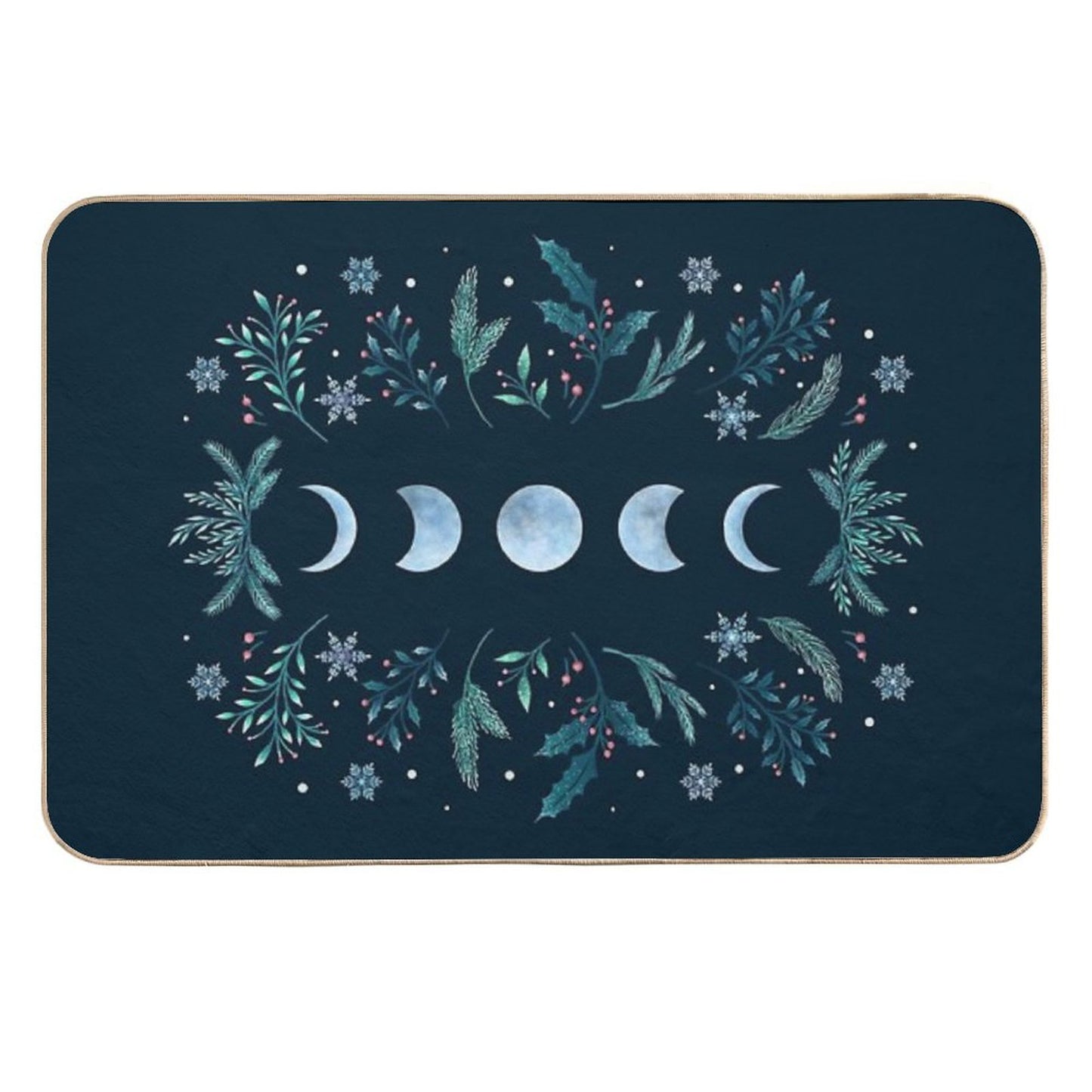 Moonlit Garden-Teal Snow Dirt-Trapping Bath Mat