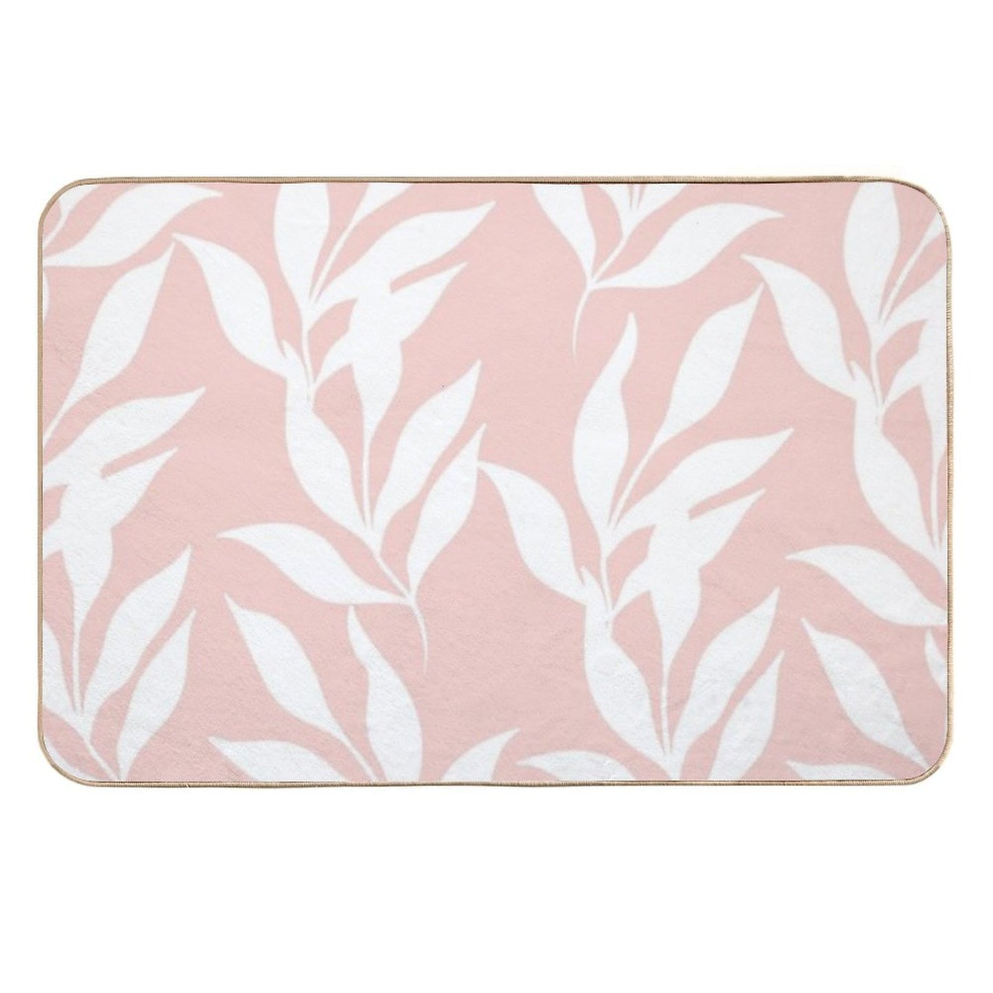 Baby Pink Leaf Pattern Anti-Trip Bath Mat