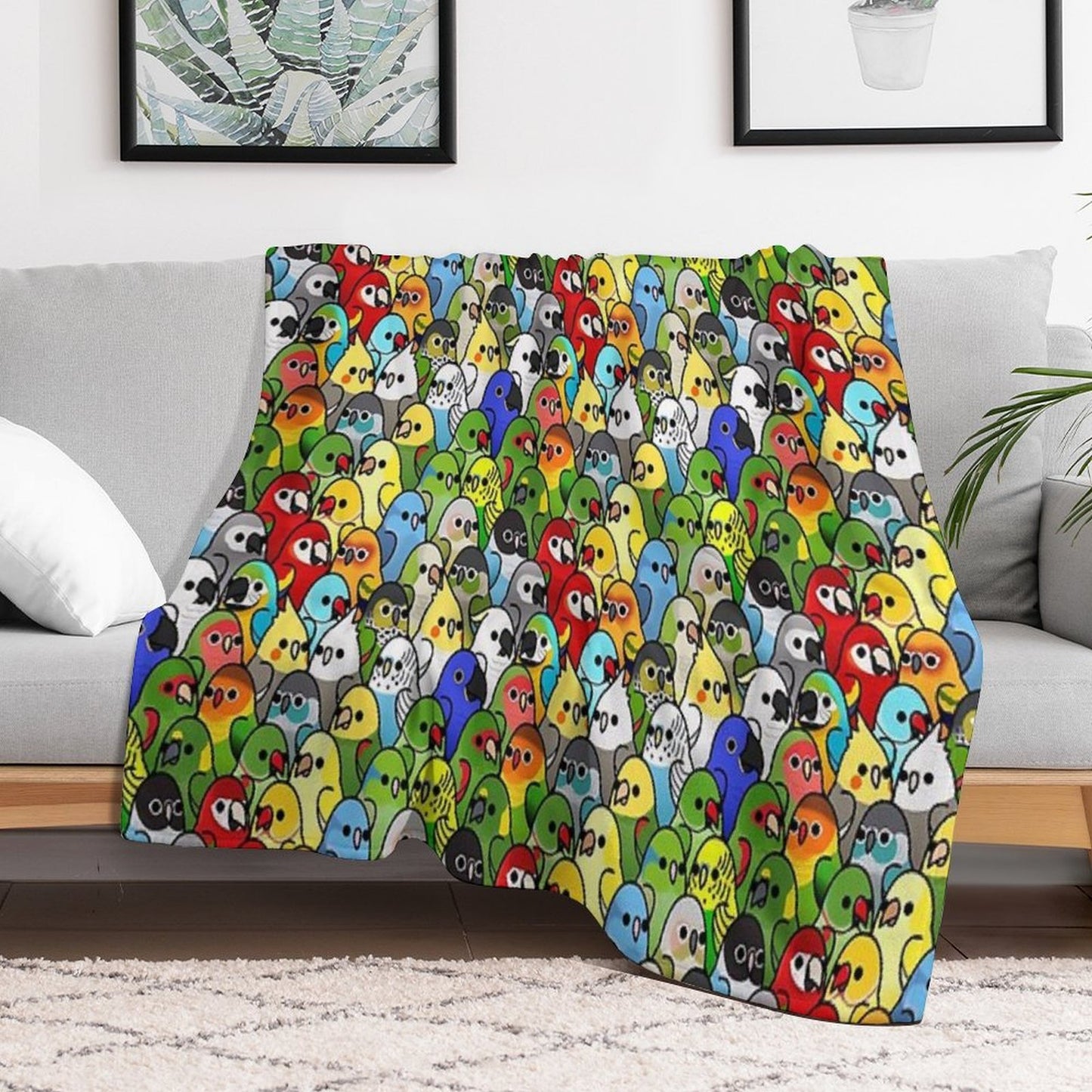 Too Many Birds! Bird Squad 1 Velvety-soft Throw Blanket