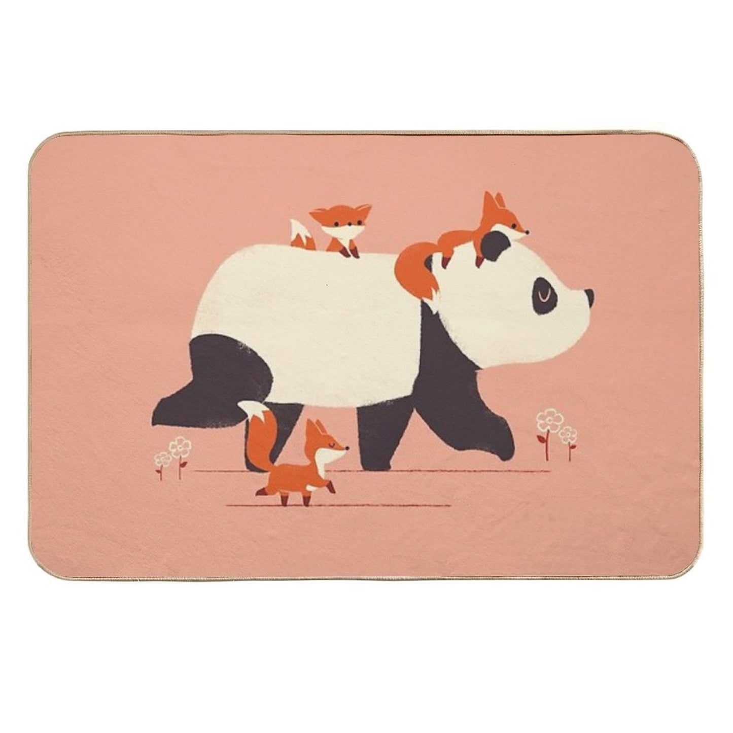 Panda And Foxes Absorbent Bath Mat