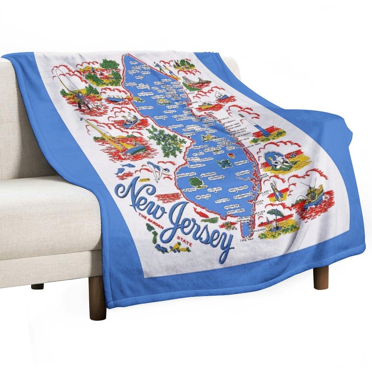 Vintage New Jersey Map Quick-dry Throw Blanket