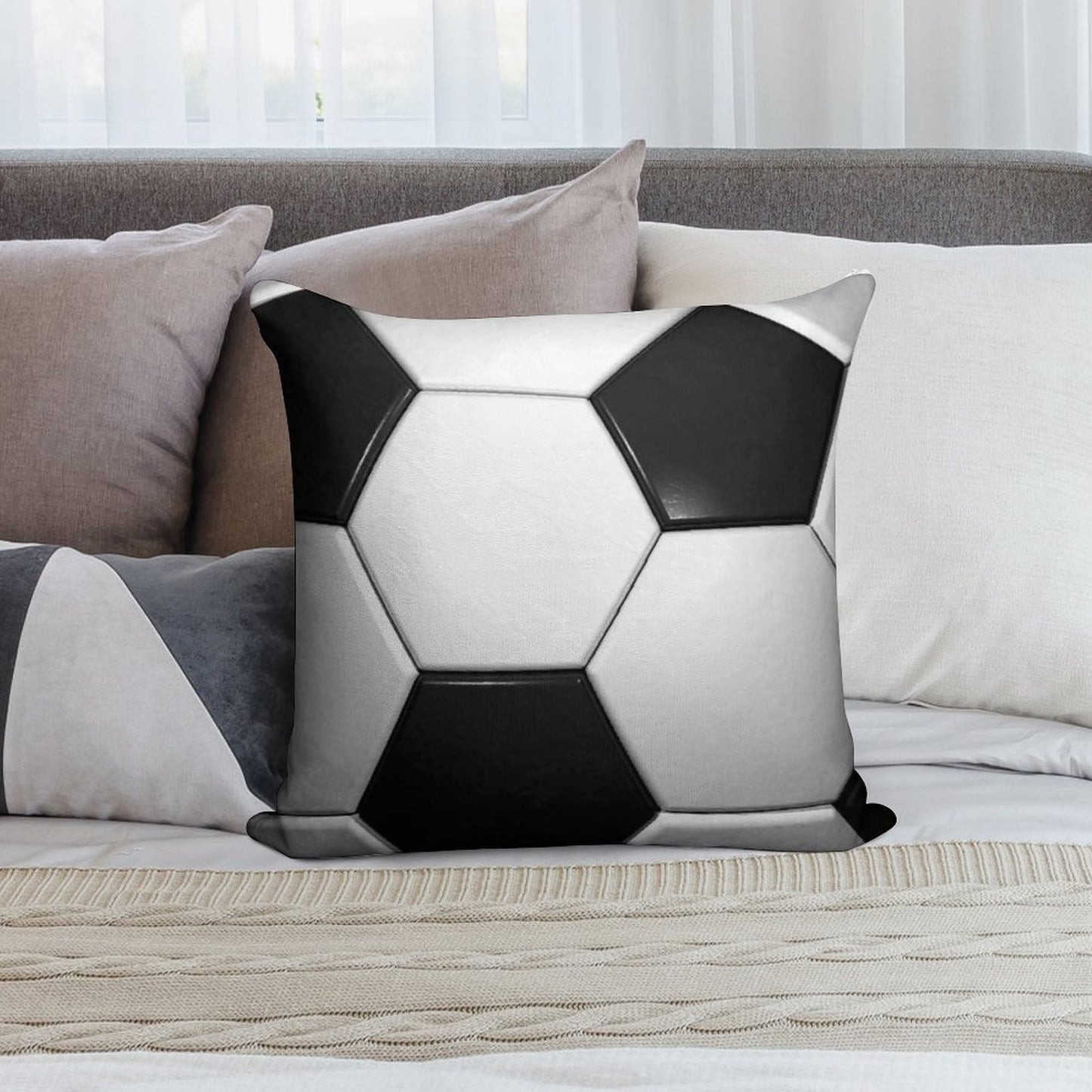 Soccer Cover, Case, Handy, Tablet, IPad, Sports, Team, Gift Soft Fade-Resistant Throw Pillow