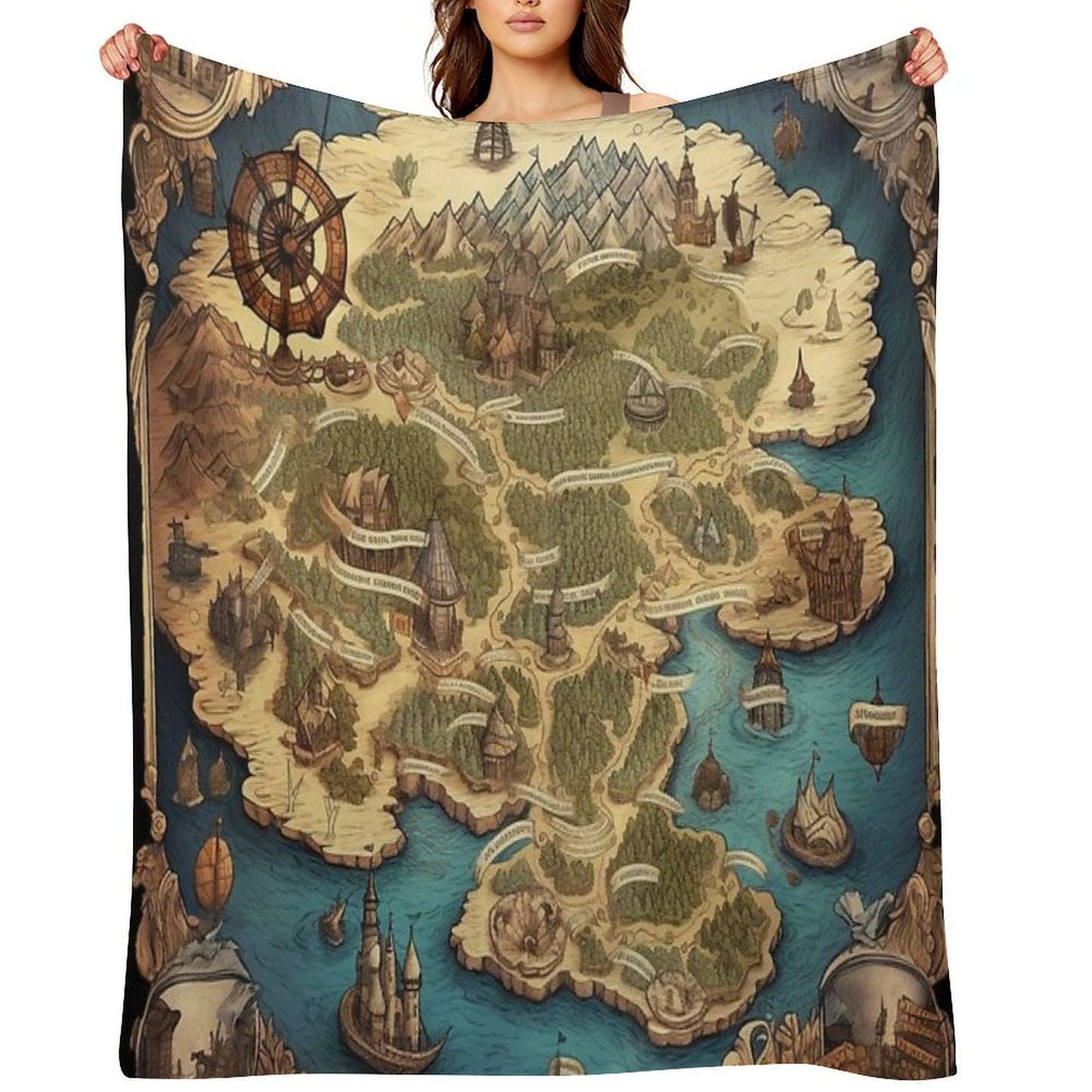 Dnd Fantasy Map Versatility Throw Blanket