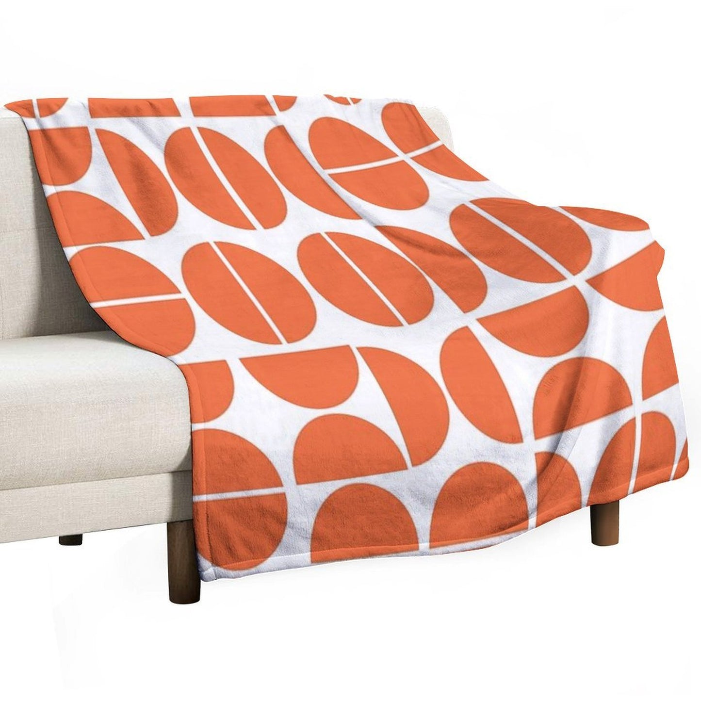 Mid-Century Modern Geometric Orange All-season Throw Blanket