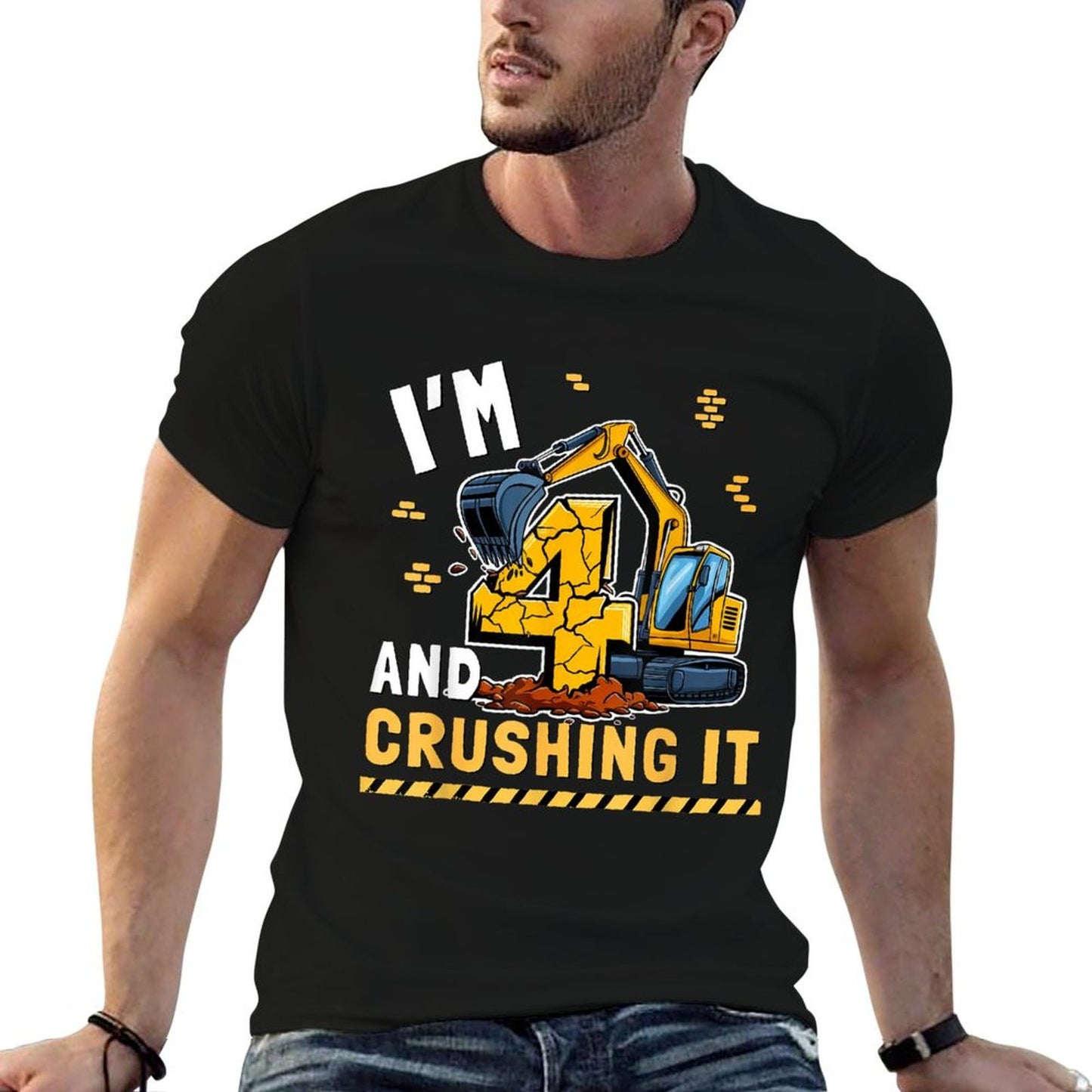 I'M 4 AND CRUSHING IT Construction Truck 4th Birthday Party Quick-drying T-Shirt