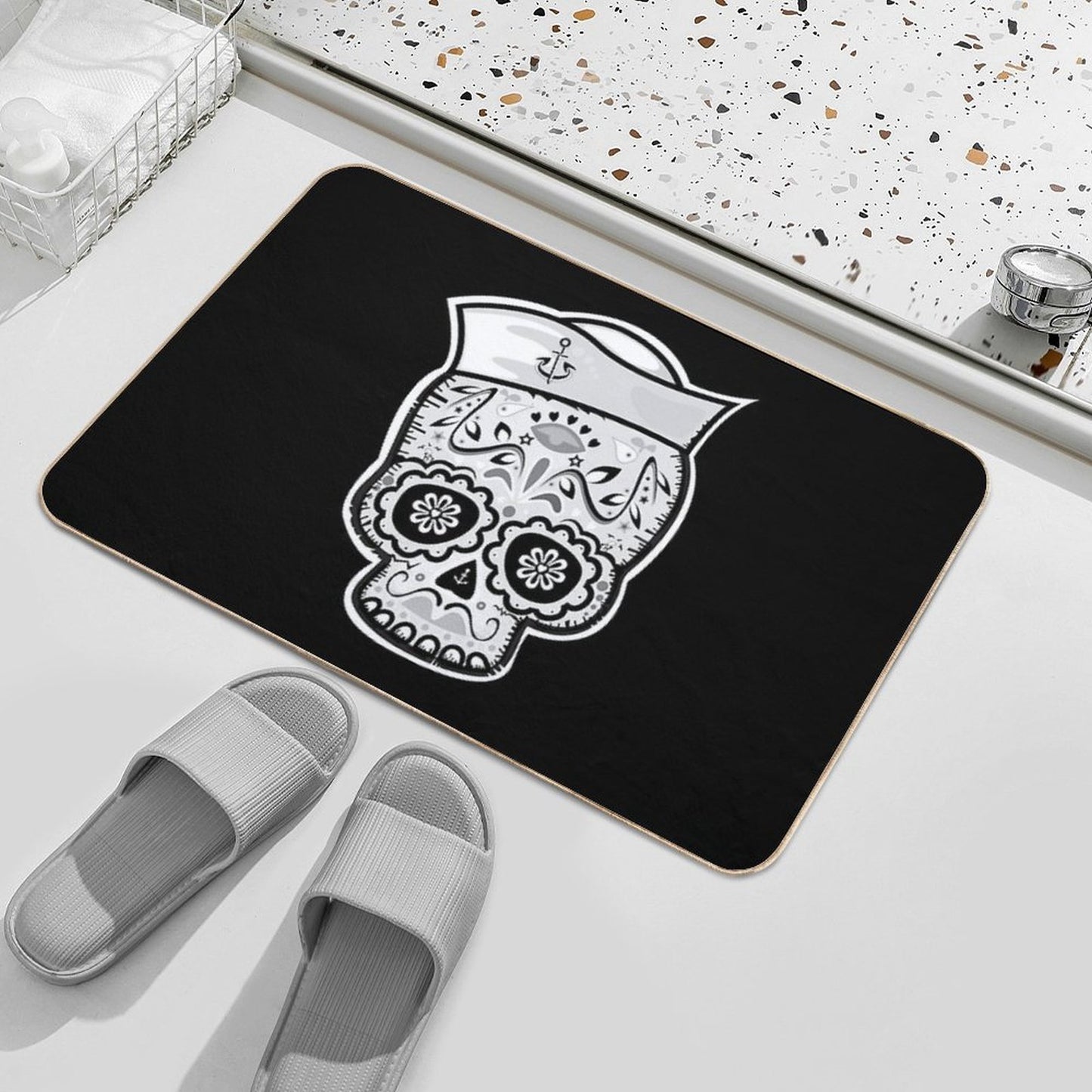 Marinero Muerto Sugar Skull Stain-Proof Bath Mat