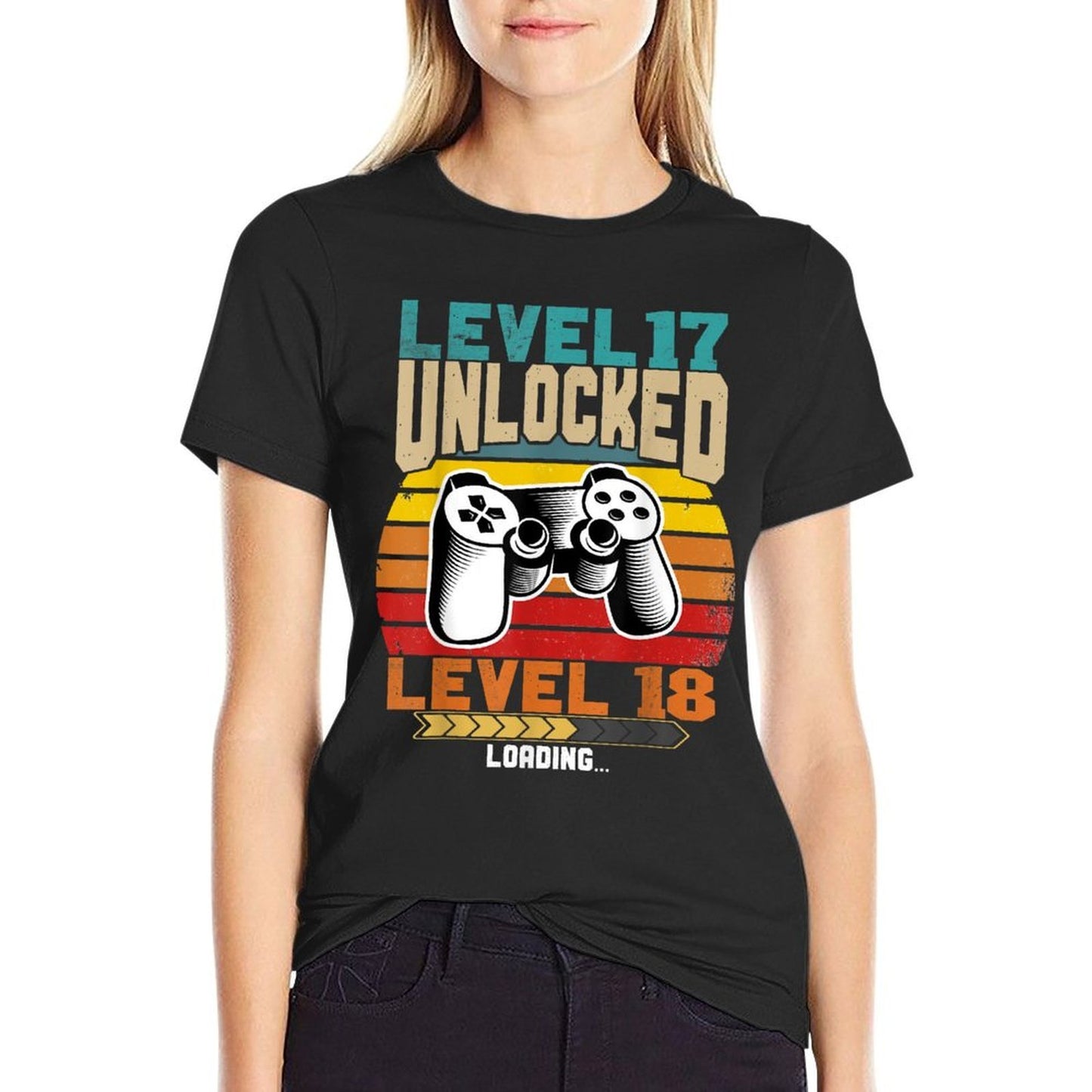 Level 17 Unlocked Level 18 Loading 17th Birthday Polyester Blend T-Shirt