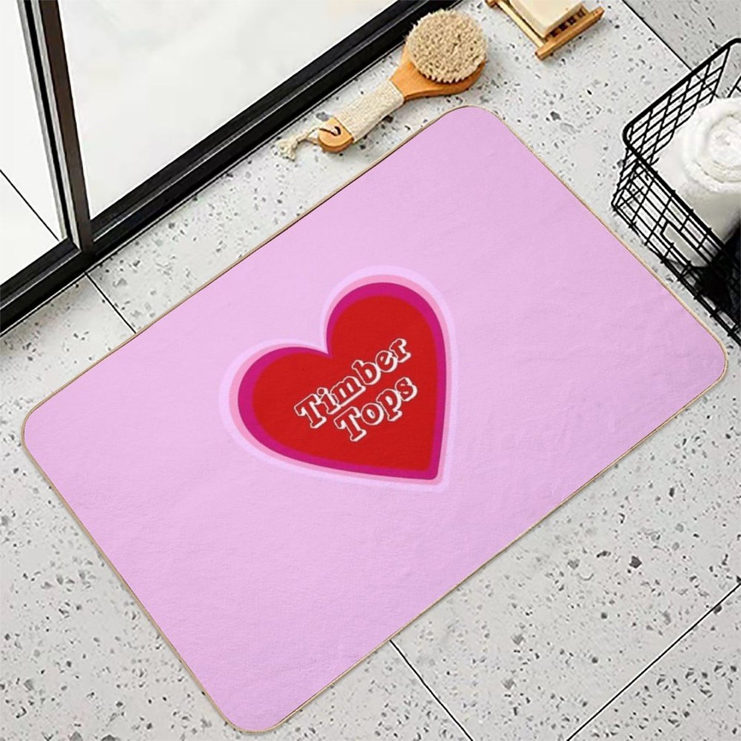 TIMBER TOPS OFFSET HEART STICKER Repositionable Bath Mat