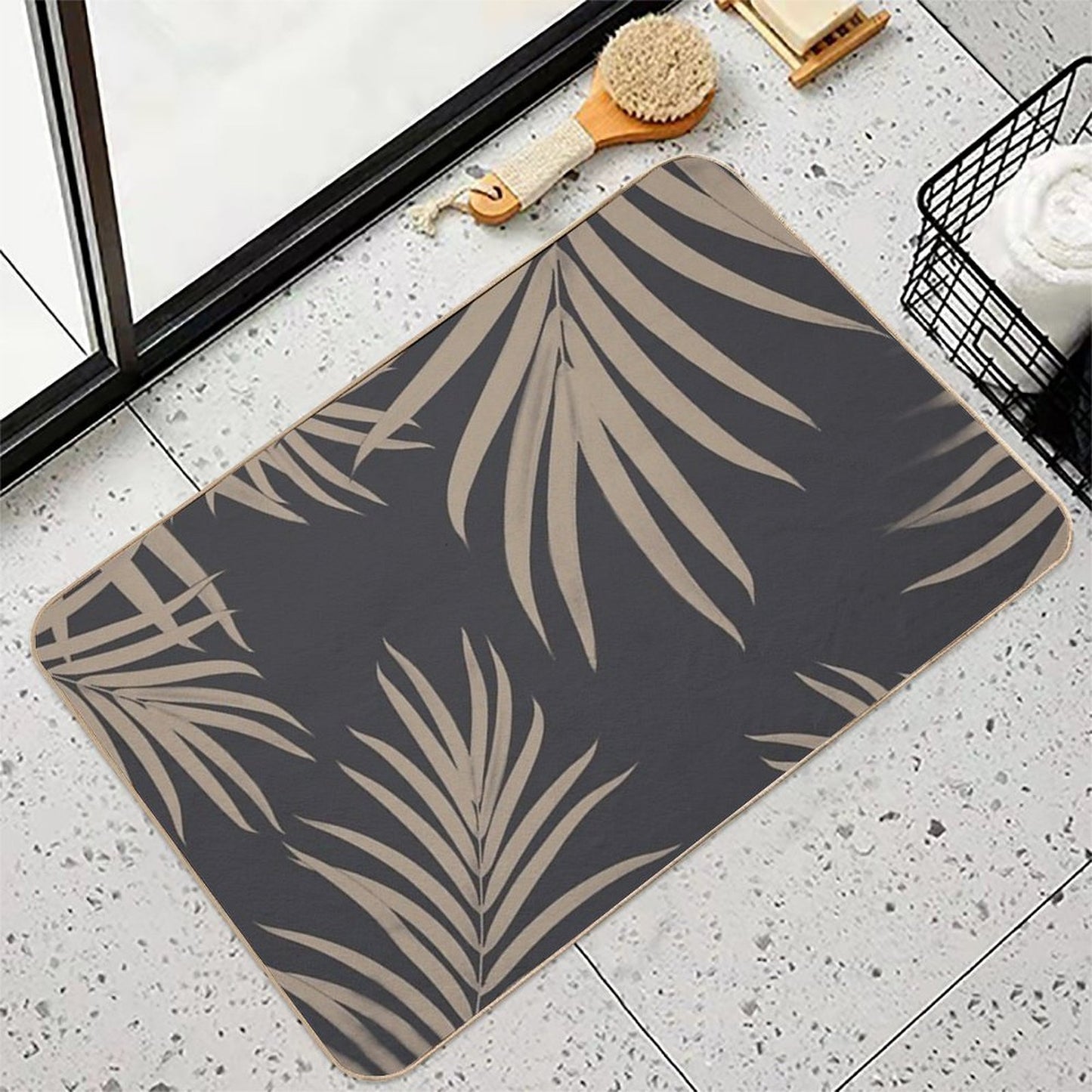 Palm Leaves Pattern Sepia Vibes #2 #tropical #decor #art Anti-Trip Bath Mat