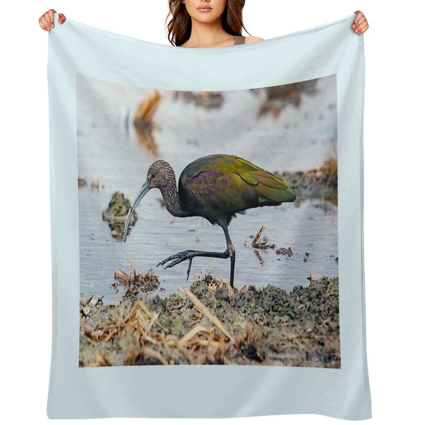 Glossy Ibis Shrink-resistant Throw Blanket