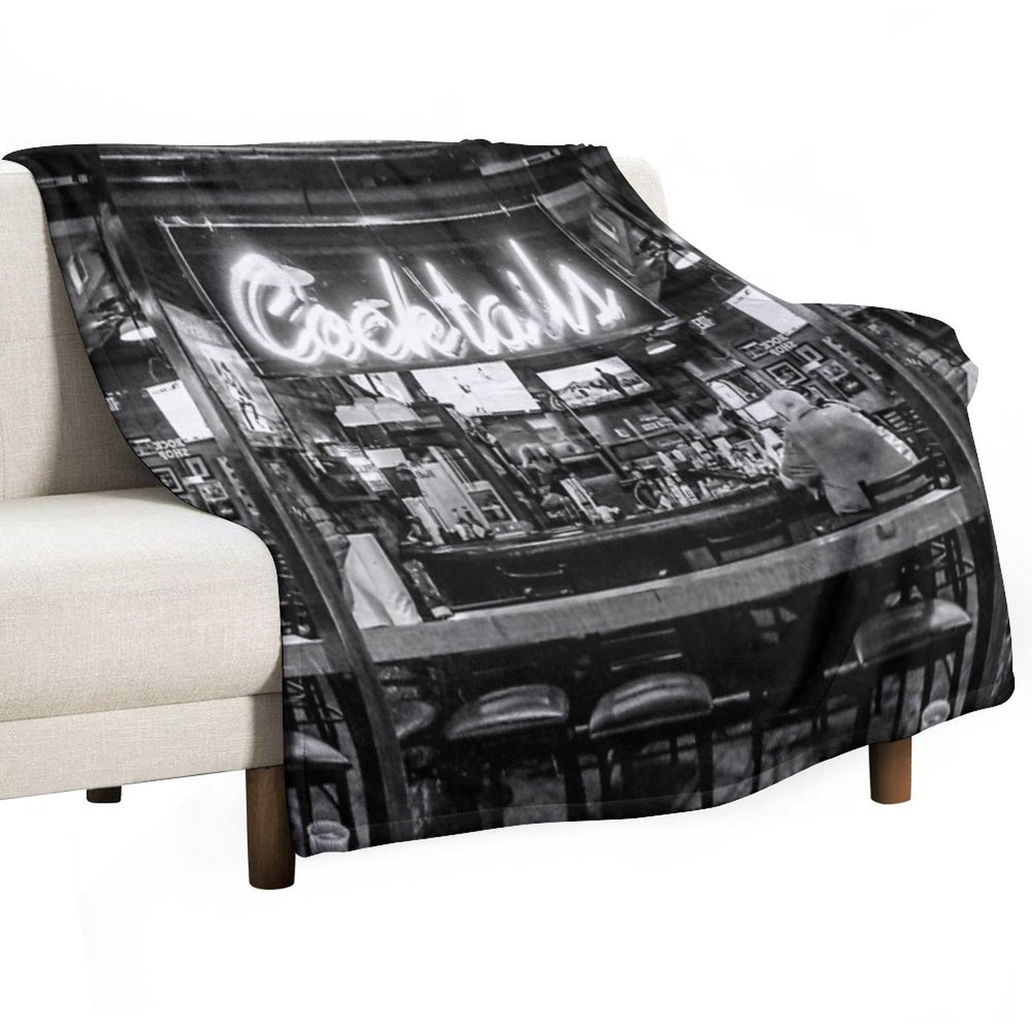 Cocktails in Neon Shrink-resistant Throw Blanket