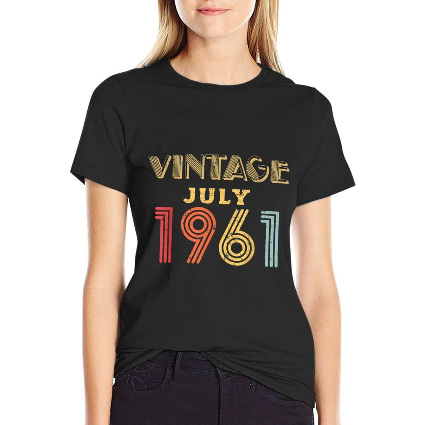 Vintage July 1961 Retro 60 Years Old 60th Birthday Gift High-quality Stitching T-Shirt